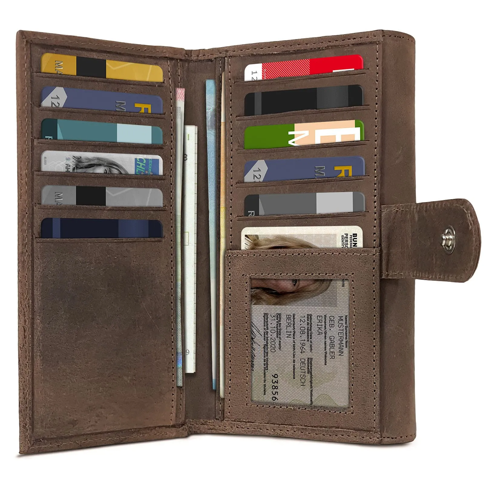 ROYALZ "Orelia Portafoglio vera Pelle Donna Grande Portamoneta Capiente Porta Carte Credito 18 Scomparti Bloccaggio Protezione RFID Etui Lungo - immagine 3
