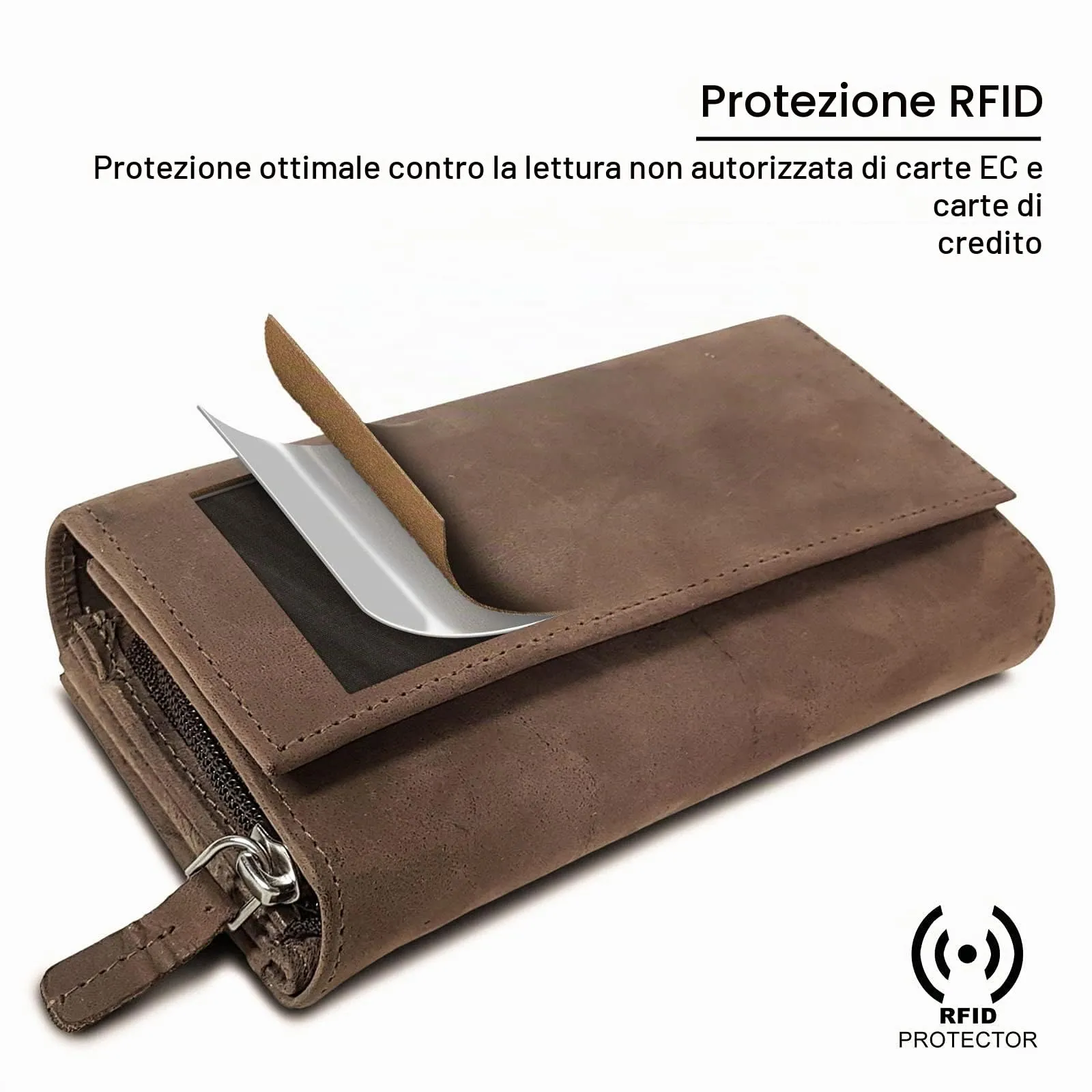 ROYALZ "Orelia Portafoglio vera Pelle Donna Grande Portamoneta Capiente Porta Carte Credito 18 Scomparti Bloccaggio Protezione RFID Etui Lungo - immagine 6