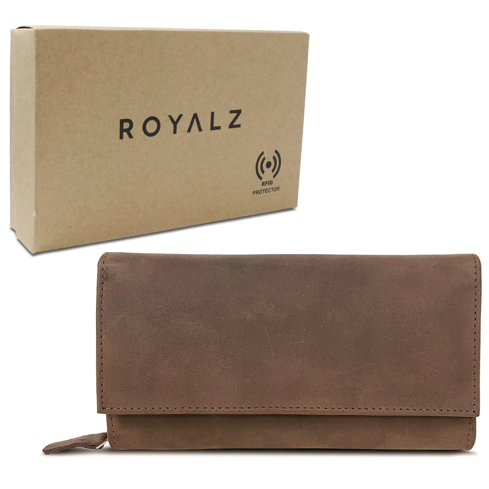 ROYALZ "Orelia Portafoglio vera Pelle Donna Grande Portamoneta Capiente Porta Carte Credito 18 Scomparti Bloccaggio Protezione RFID Etui Lungo - immagine 7