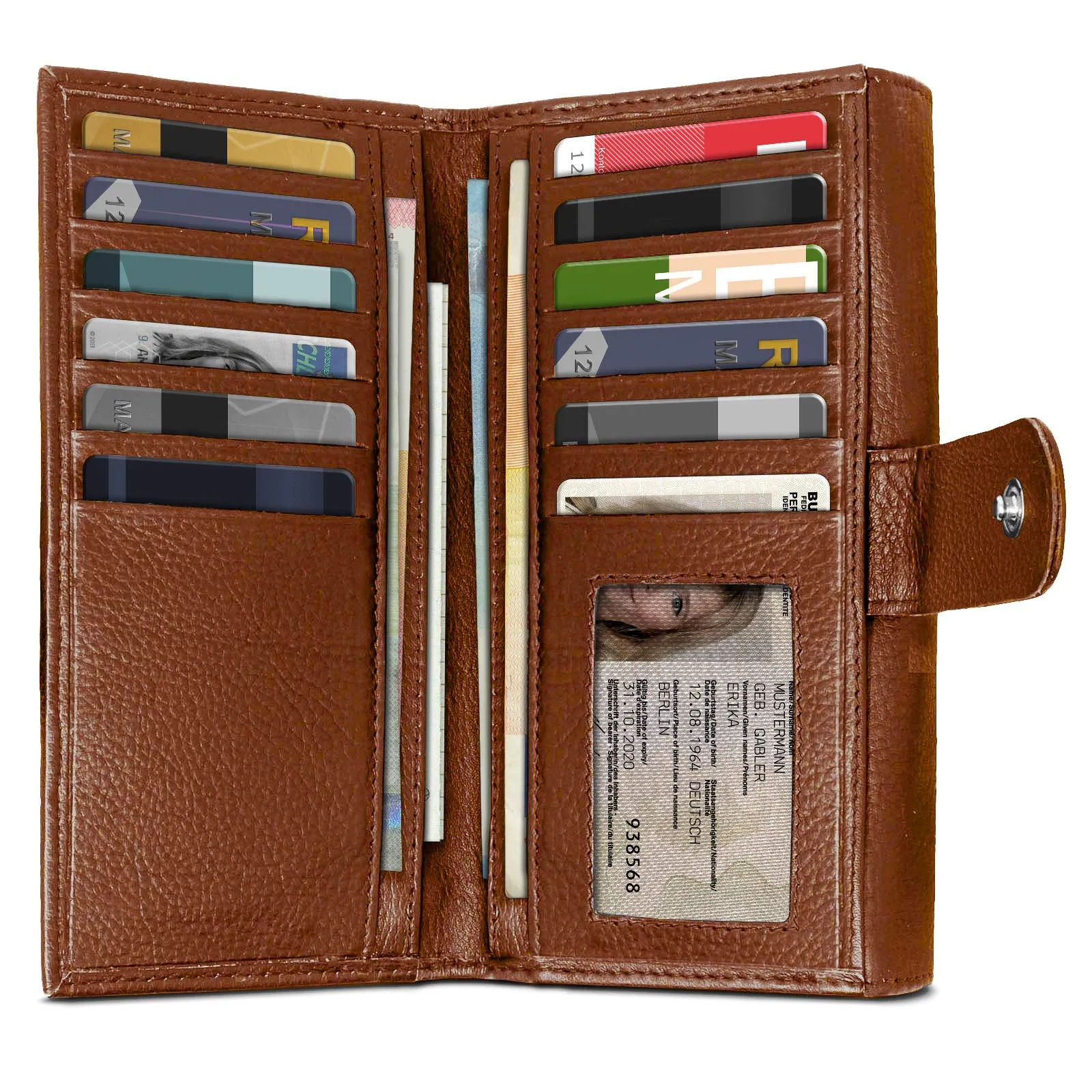 ROYALZ "Orelia Portafoglio vera Pelle Donna Grande Portamoneta Capiente Porta Carte Credito 18 Scomparti Bloccaggio Protezione RFID Etui Lungo - immagine 3