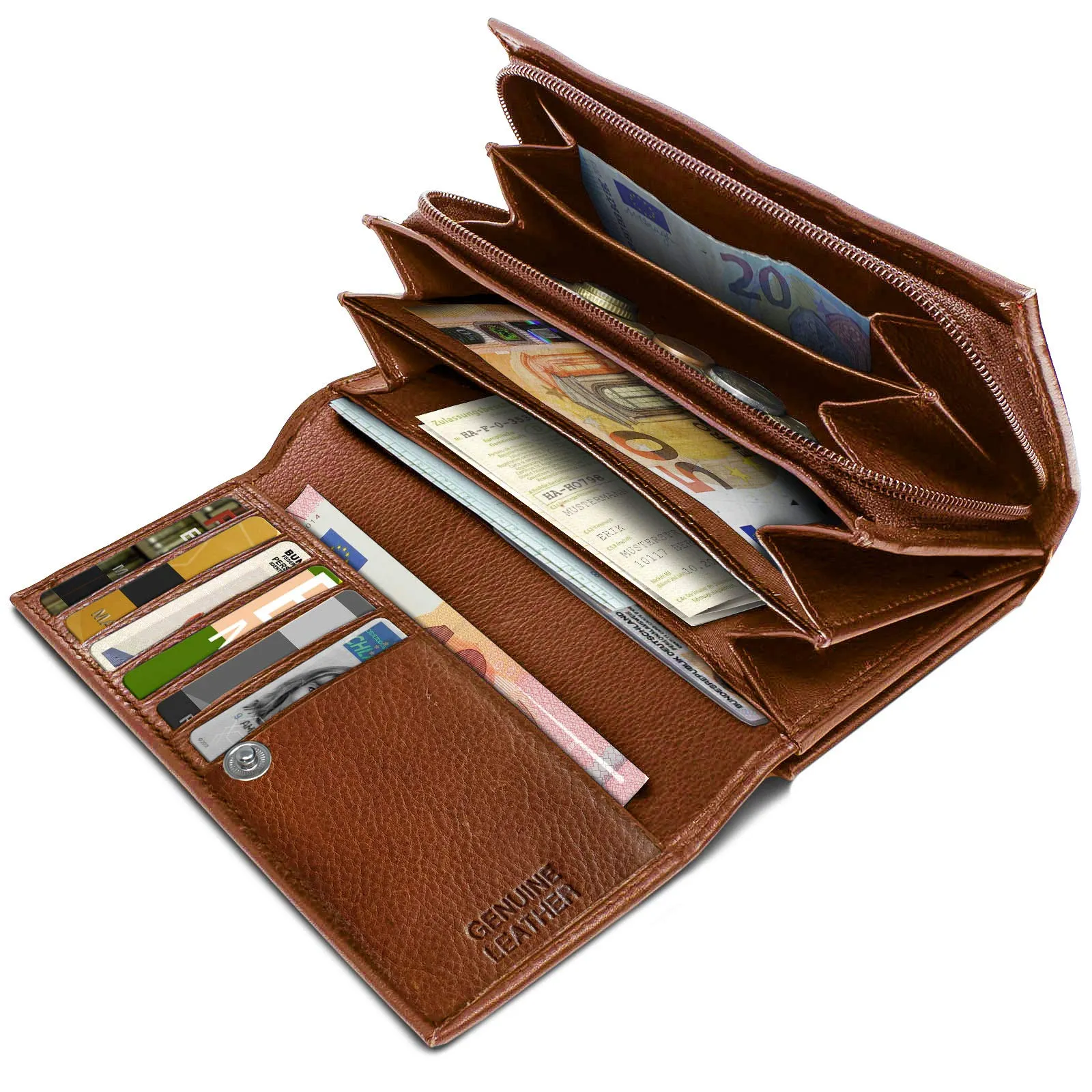 ROYALZ "Orelia Portafoglio vera Pelle Donna Grande Portamoneta Capiente Porta Carte Credito 18 Scomparti Bloccaggio Protezione RFID Etui Lungo - immagine 5