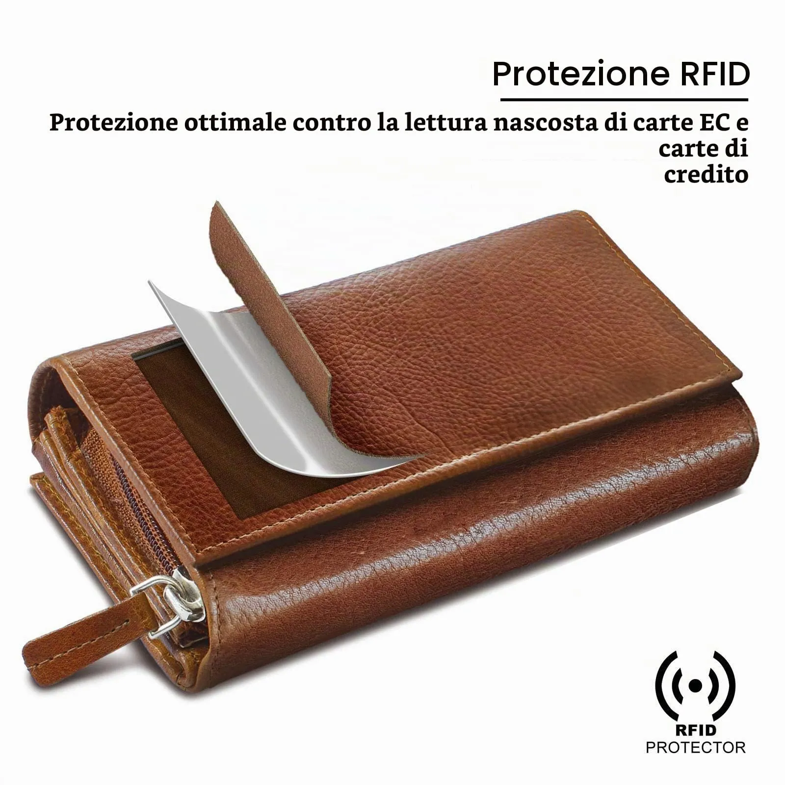 ROYALZ "Orelia Portafoglio vera Pelle Donna Grande Portamoneta Capiente Porta Carte Credito 18 Scomparti Bloccaggio Protezione RFID Etui Lungo - immagine 6