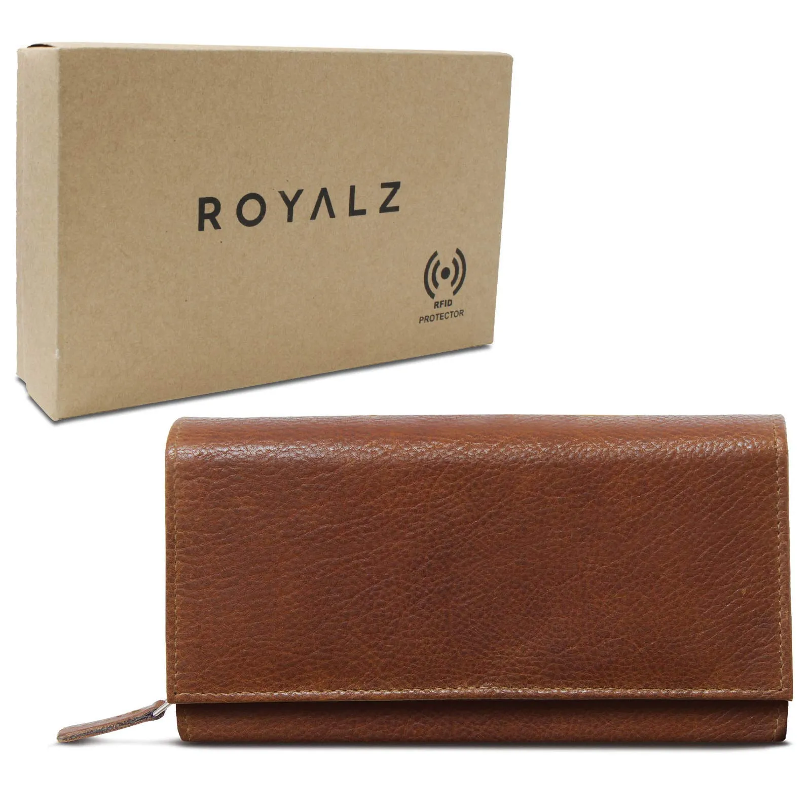 ROYALZ "Orelia Portafoglio vera Pelle Donna Grande Portamoneta Capiente Porta Carte Credito 18 Scomparti Bloccaggio Protezione RFID Etui Lungo - immagine 7