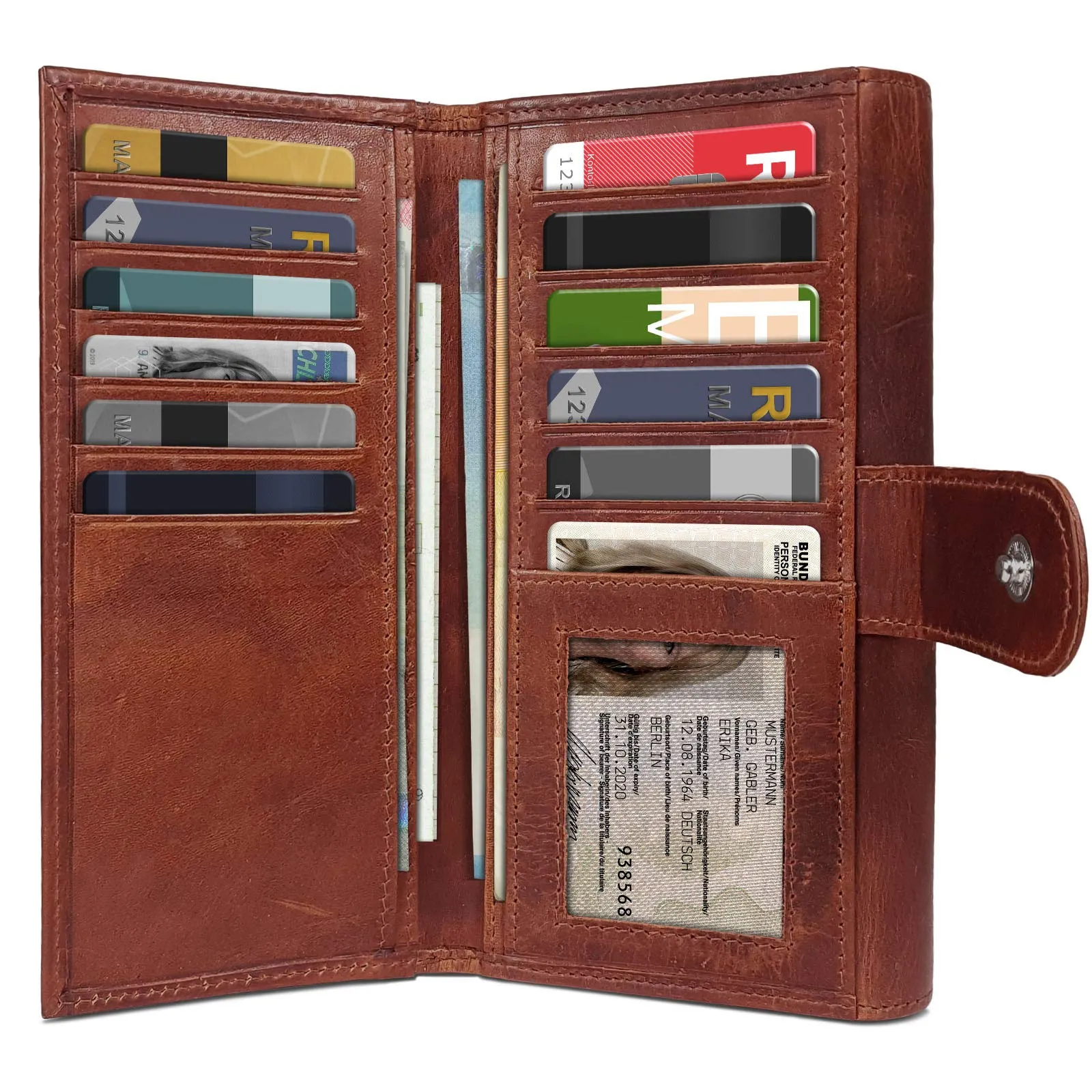 ROYALZ "Orelia Portafoglio vera Pelle Donna Grande Portamoneta Capiente Porta Carte Credito 18 Scomparti Bloccaggio Protezione RFID Etui Lungo - immagine 3