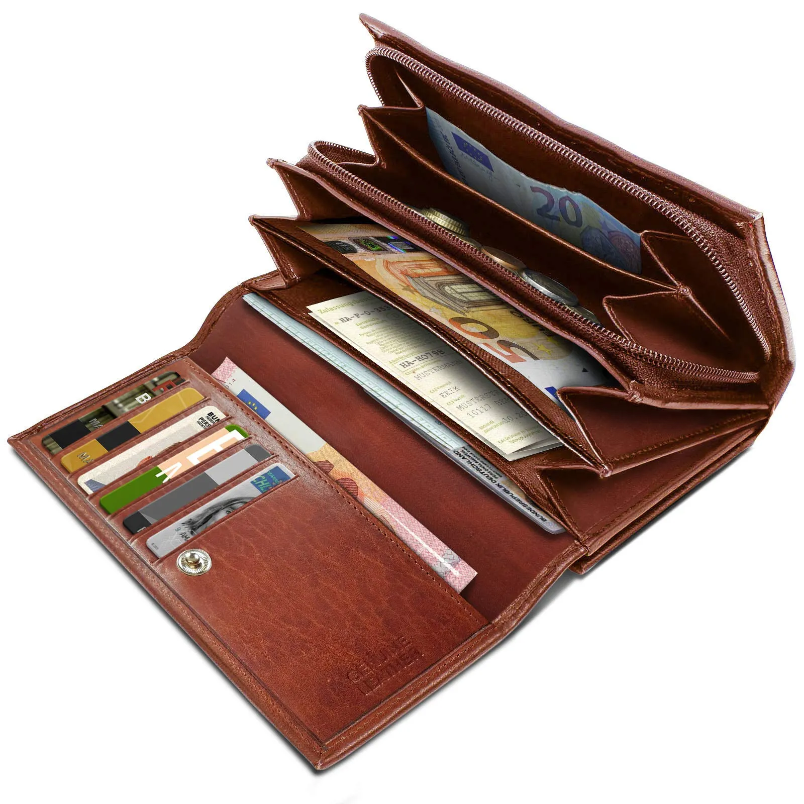 ROYALZ "Orelia Portafoglio vera Pelle Donna Grande Portamoneta Capiente Porta Carte Credito 18 Scomparti Bloccaggio Protezione RFID Etui Lungo - immagine 5