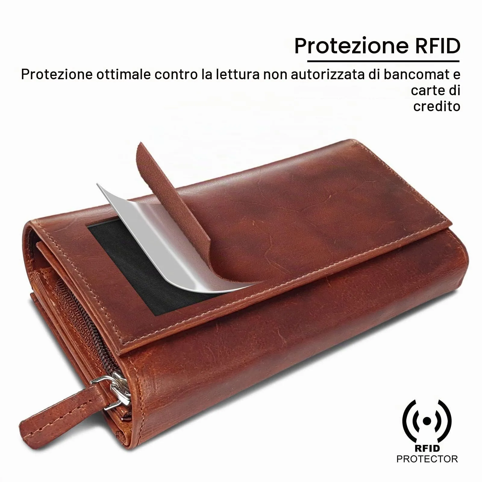 ROYALZ "Orelia Portafoglio vera Pelle Donna Grande Portamoneta Capiente Porta Carte Credito 18 Scomparti Bloccaggio Protezione RFID Etui Lungo - immagine 6
