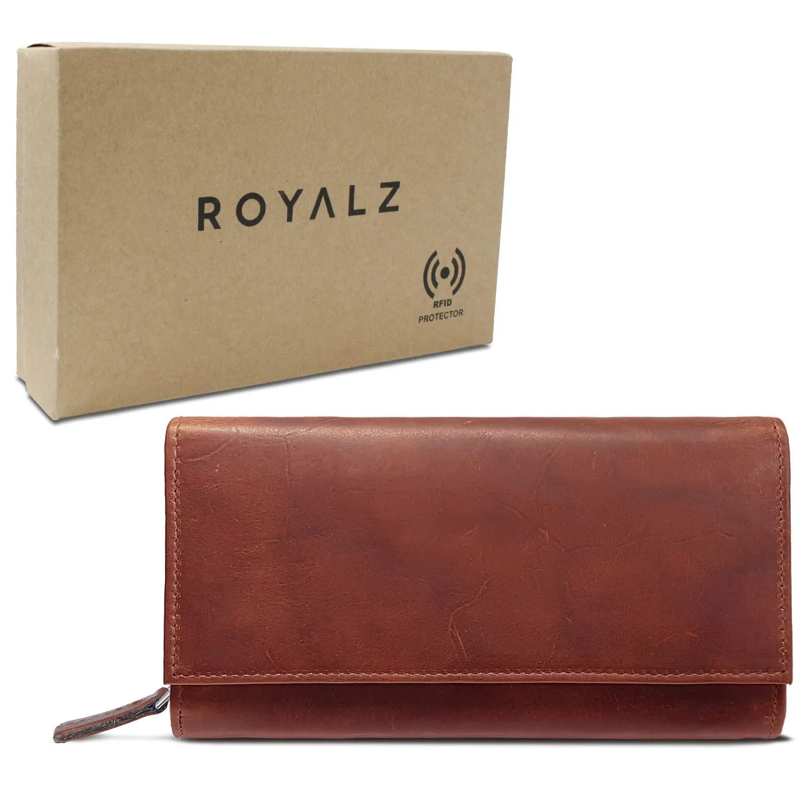 ROYALZ "Orelia Portafoglio vera Pelle Donna Grande Portamoneta Capiente Porta Carte Credito 18 Scomparti Bloccaggio Protezione RFID Etui Lungo - immagine 7