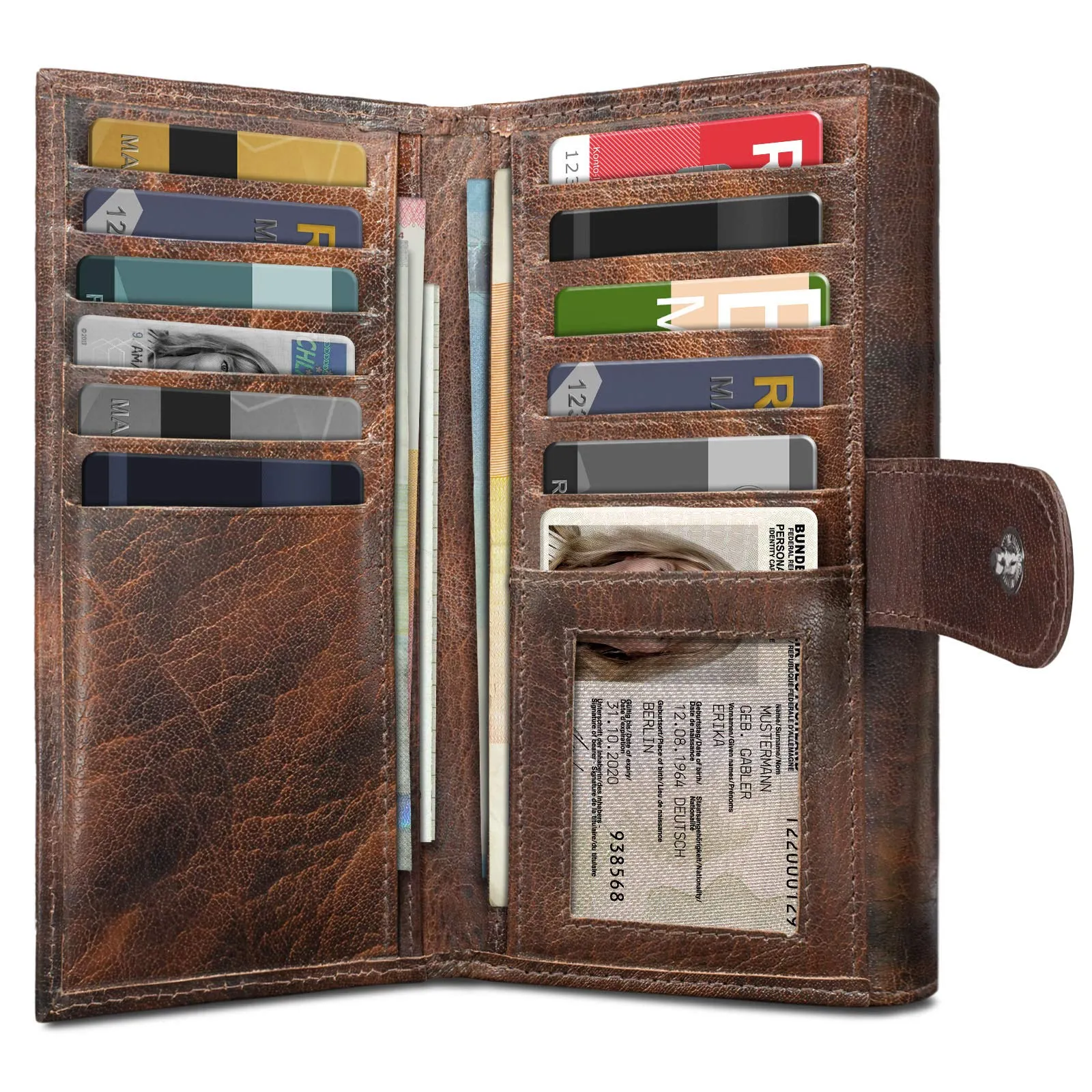 ROYALZ "Orelia Portafoglio vera Pelle Donna Grande Portamoneta Capiente Porta Carte Credito 18 Scomparti Bloccaggio Protezione RFID Etui Lungo - immagine 3