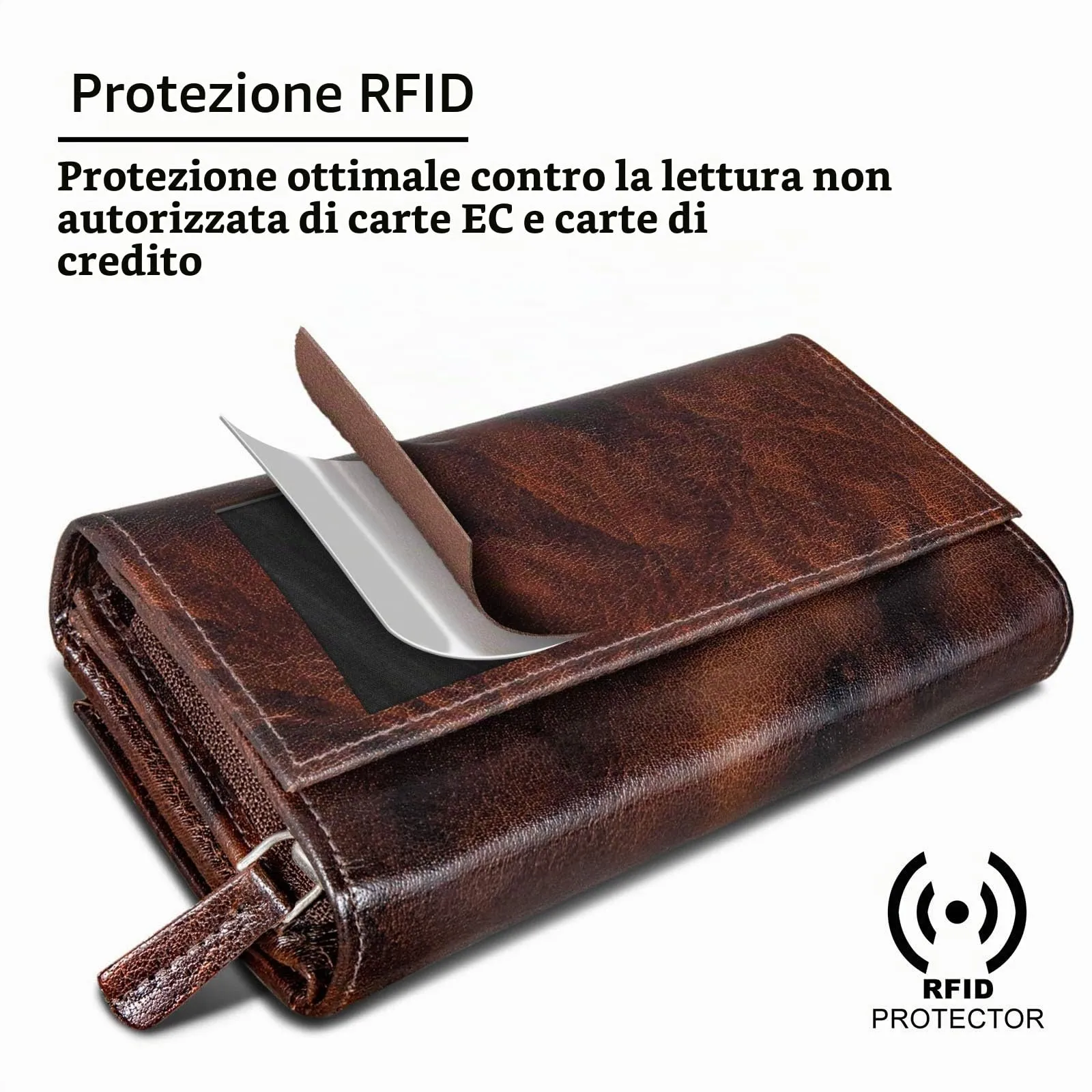 ROYALZ "Orelia Portafoglio vera Pelle Donna Grande Portamoneta Capiente Porta Carte Credito 18 Scomparti Bloccaggio Protezione RFID Etui Lungo - immagine 6