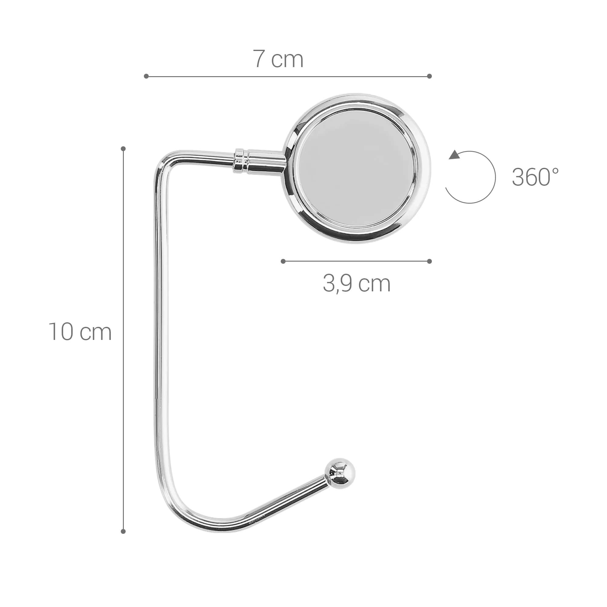 kwmobile 2x Gancio Borsa da Tavolo - Appendi Borsa in Alluminio Antiscivolo Antigraffio - Set Appendiborsa per Tavoli e Scrivanie max. 3kg - argento - immagine 4
