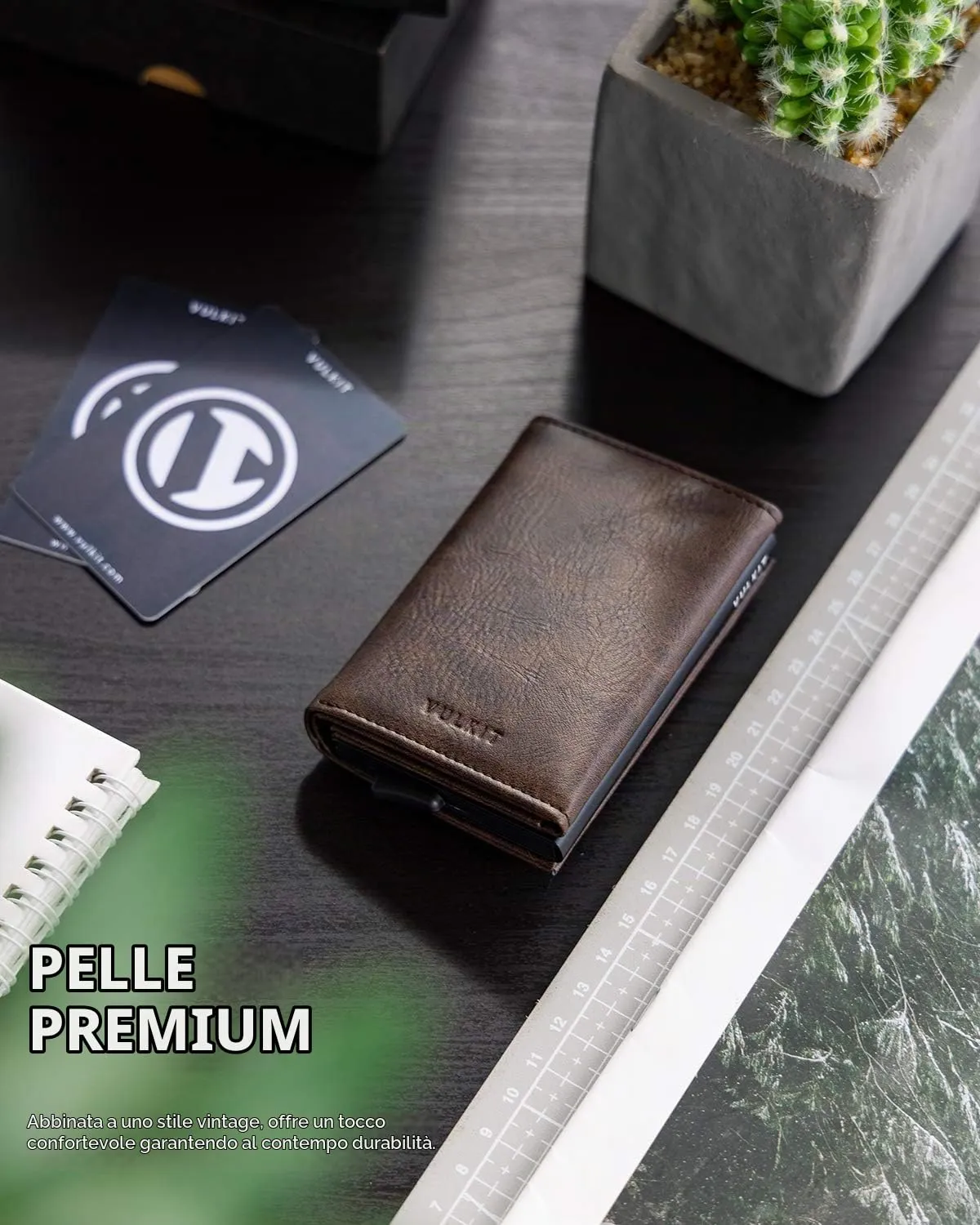 VULKIT Porta Carte di Credito Schermato RFID Portafoglio Uomo Bifold in Pelle Pop Up Automatico e Porta Banconote Tasca Monete con Zip, Espresso - immagine 5