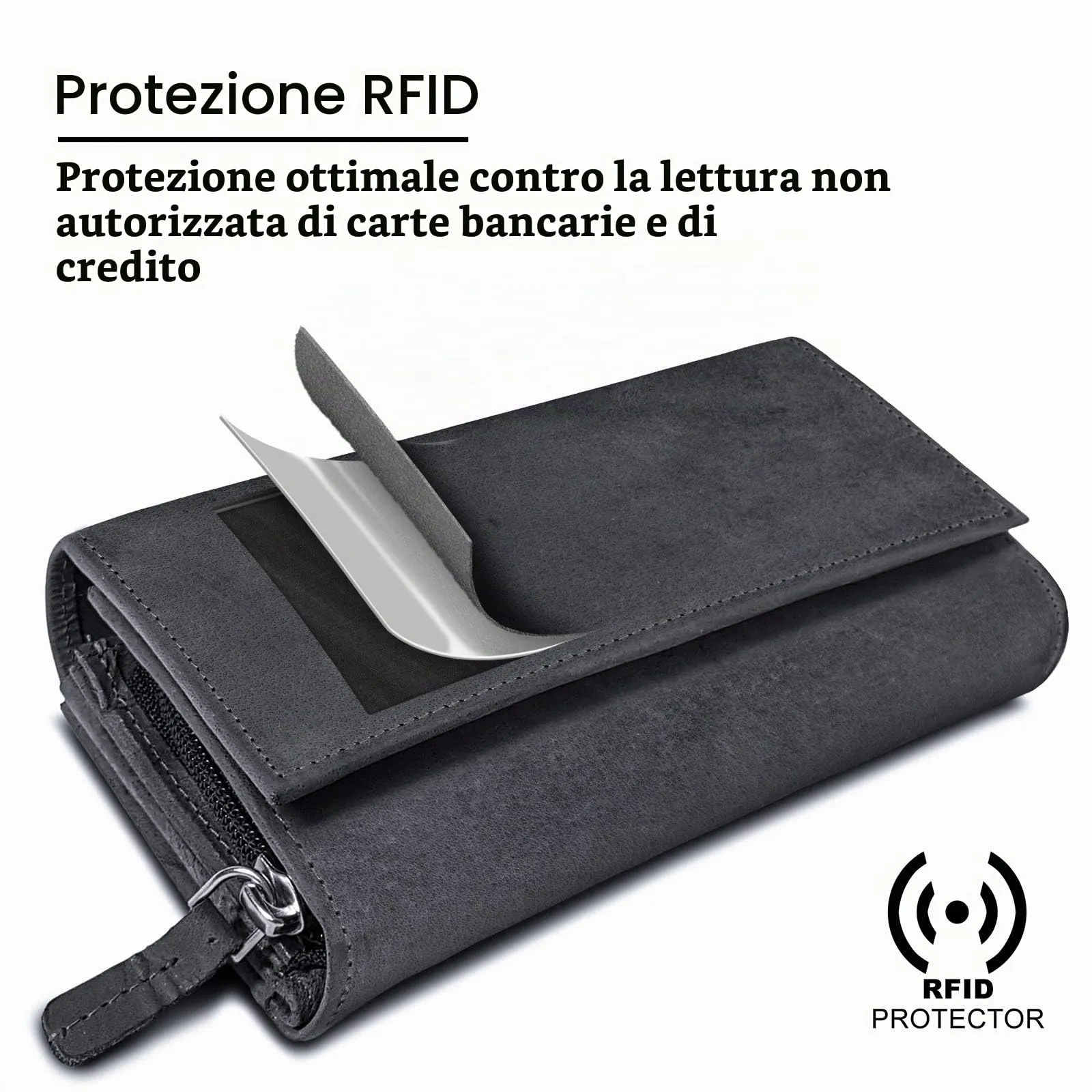 ROYALZ "Orelia Portafoglio vera Pelle Donna Grande Portamoneta Capiente Porta Carte Credito 18 Scomparti Bloccaggio Protezione RFID Etui Lungo - immagine 6