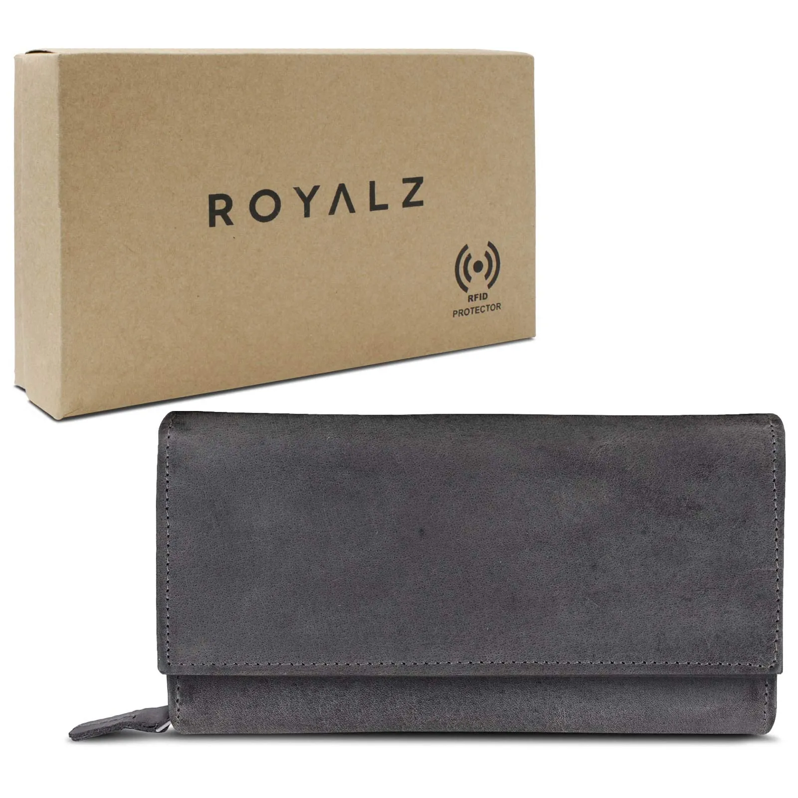 ROYALZ "Orelia Portafoglio vera Pelle Donna Grande Portamoneta Capiente Porta Carte Credito 18 Scomparti Bloccaggio Protezione RFID Etui Lungo - immagine 7