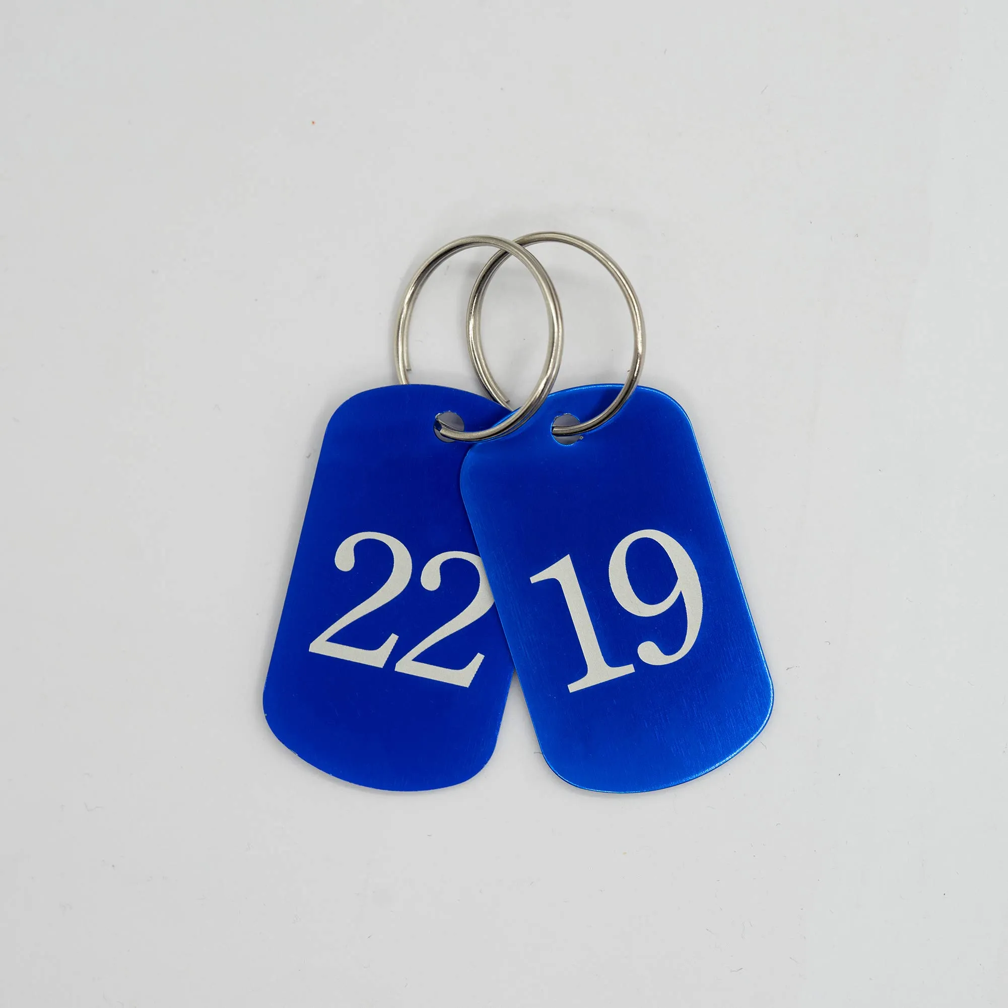 Medagliette identificative con numeri incisi, in alluminio, con anello portachiavi (1-25, blu) - immagine 4