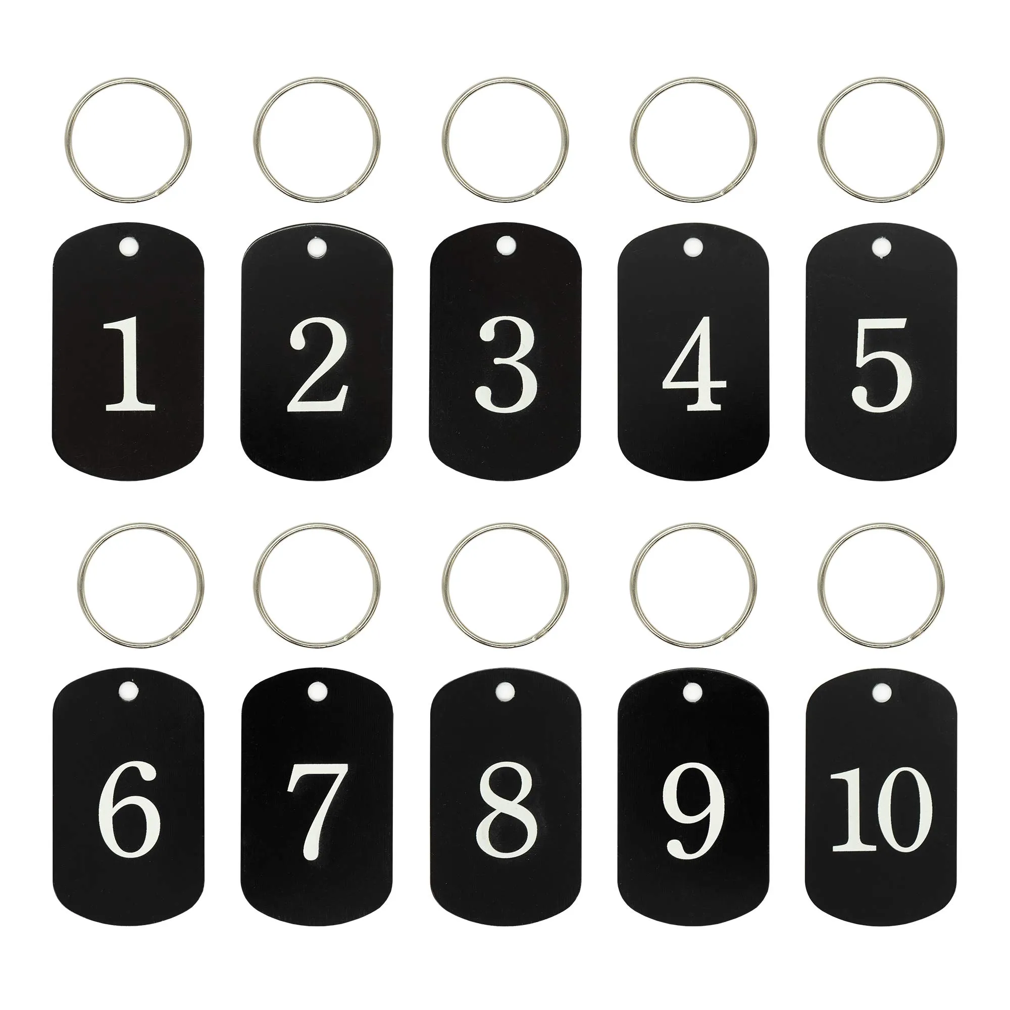 Etichette identificative in alluminio con portachiavi (1-25, nero) - immagine 1