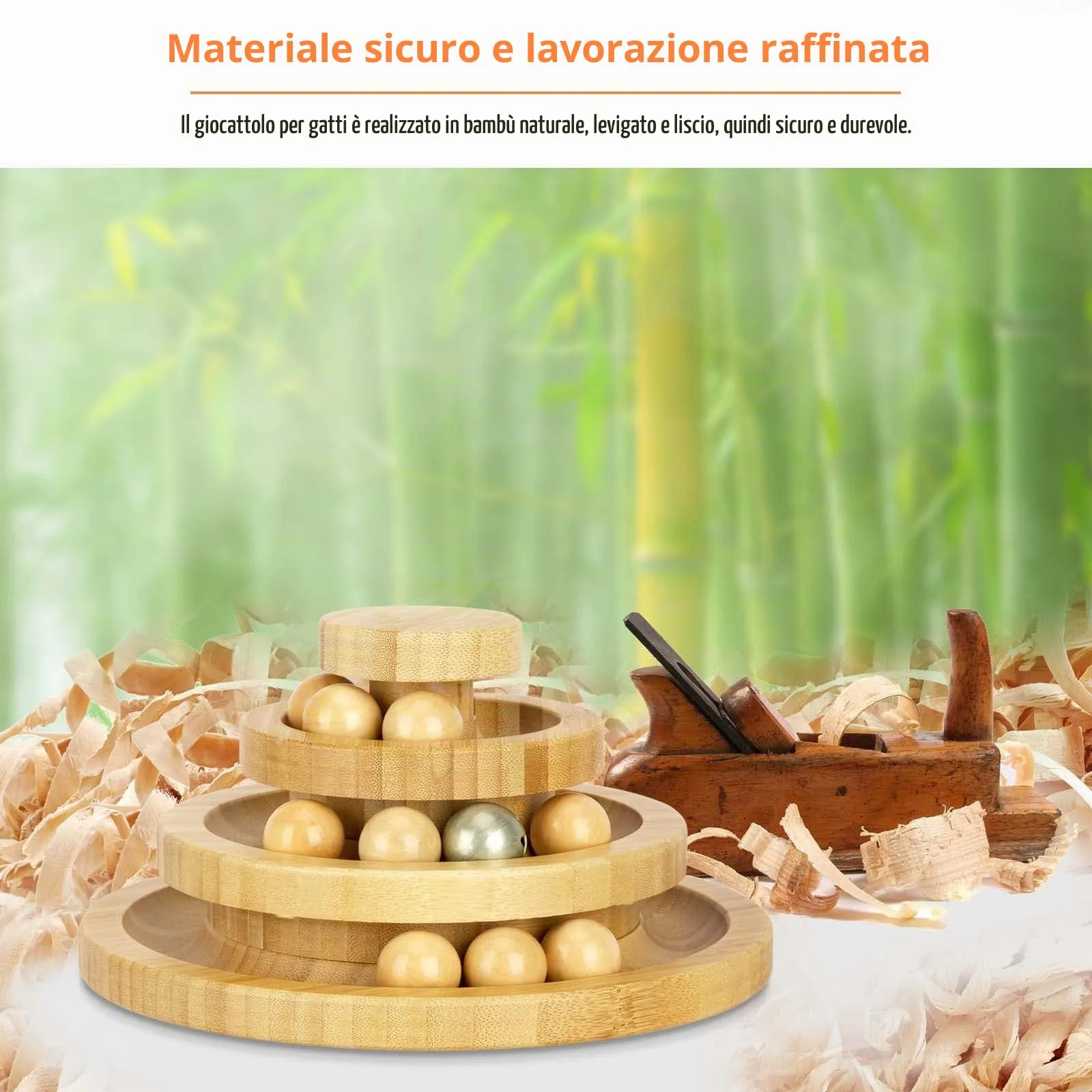 Tarnel Gioco interattivo per gatti in legno, girevole a due strati Ruota a dondolo Smart Track Ball Regali Giradischi per gatti (di legno 3) - immagine 5