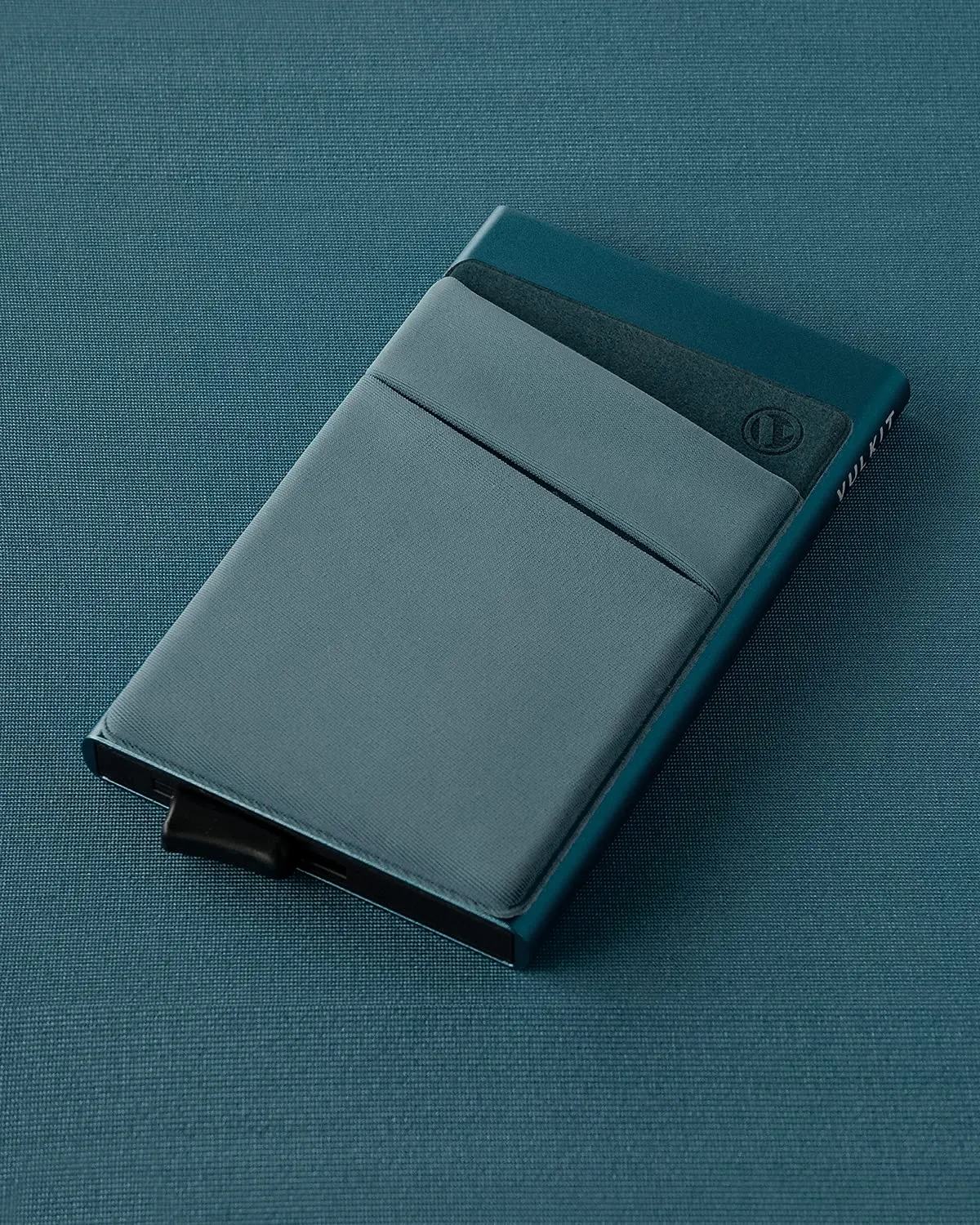 VULKIT Porta Carte di Credito Uomo o Donna Schermato RFID Pop-Up Portafoglio Uomo Slim Porta Tessere Metallo Rigido con Tasca Elastica, Verde Smeraldo - immagine 5