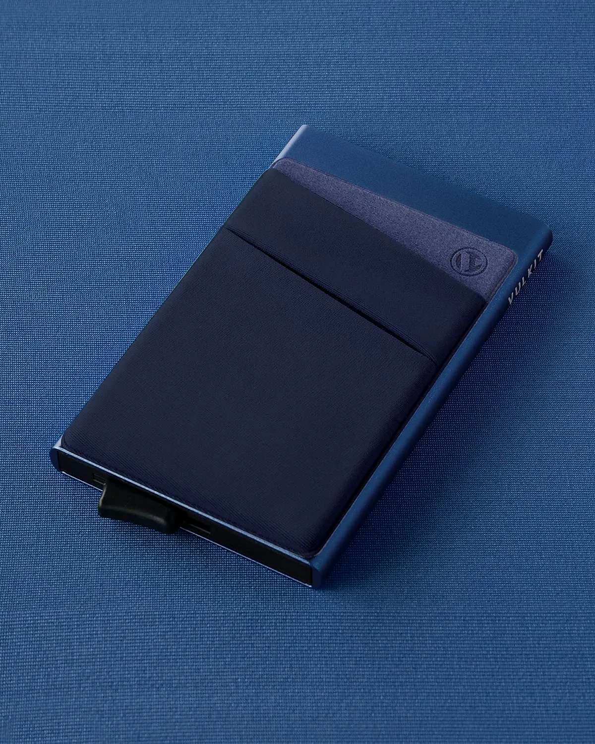 VULKIT Porta Carte di Credito Uomo o Donna Schermato RFID Pop-Up Portafoglio Uomo Slim Porta Tessere Metallo Rigido con Tasca Elastica, Indaco - immagine 5
