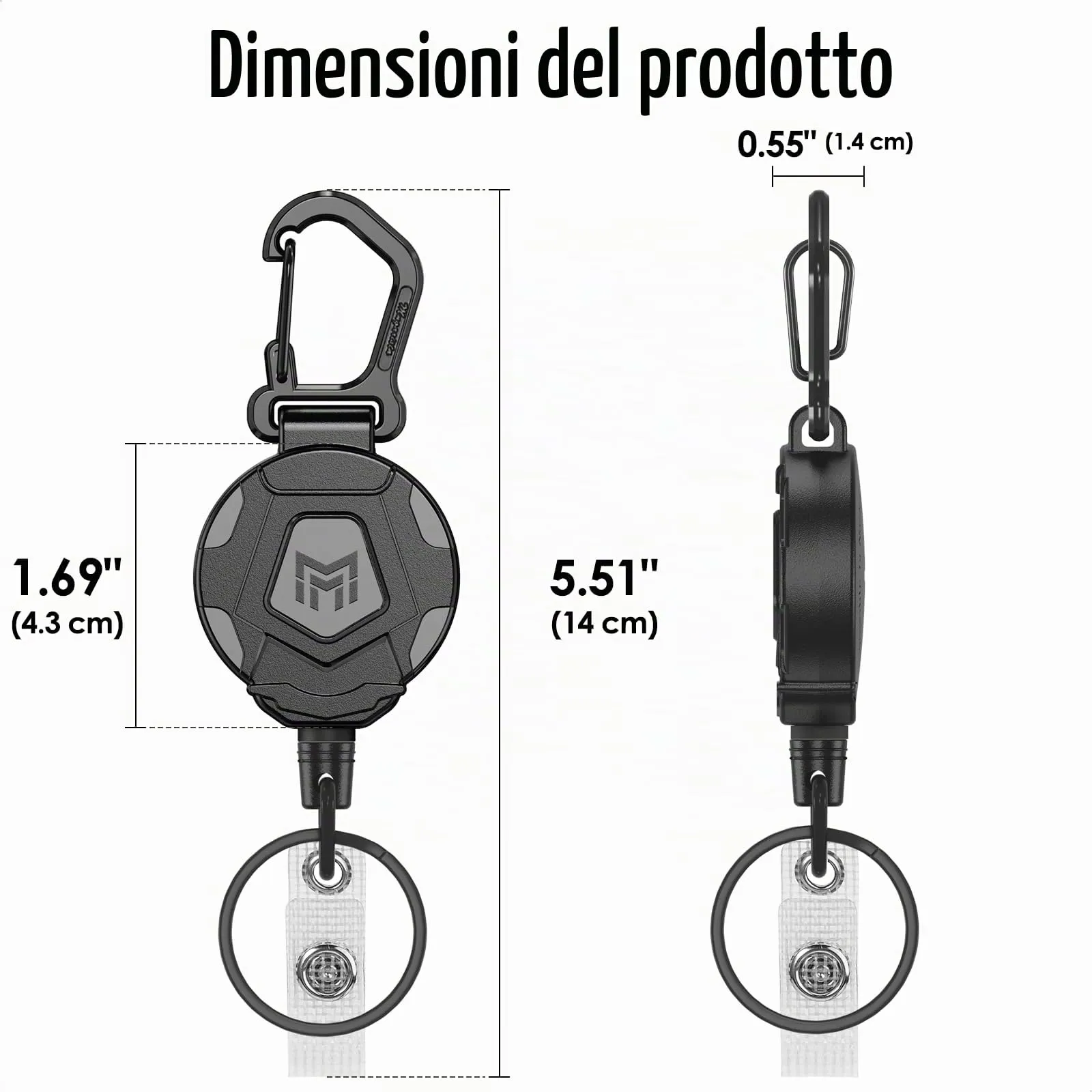 MNGARISTA Portachiavi retrattile, porta badge con moschettone per impieghi gravosi (Carabiner(1 Pack)) - immagine 5