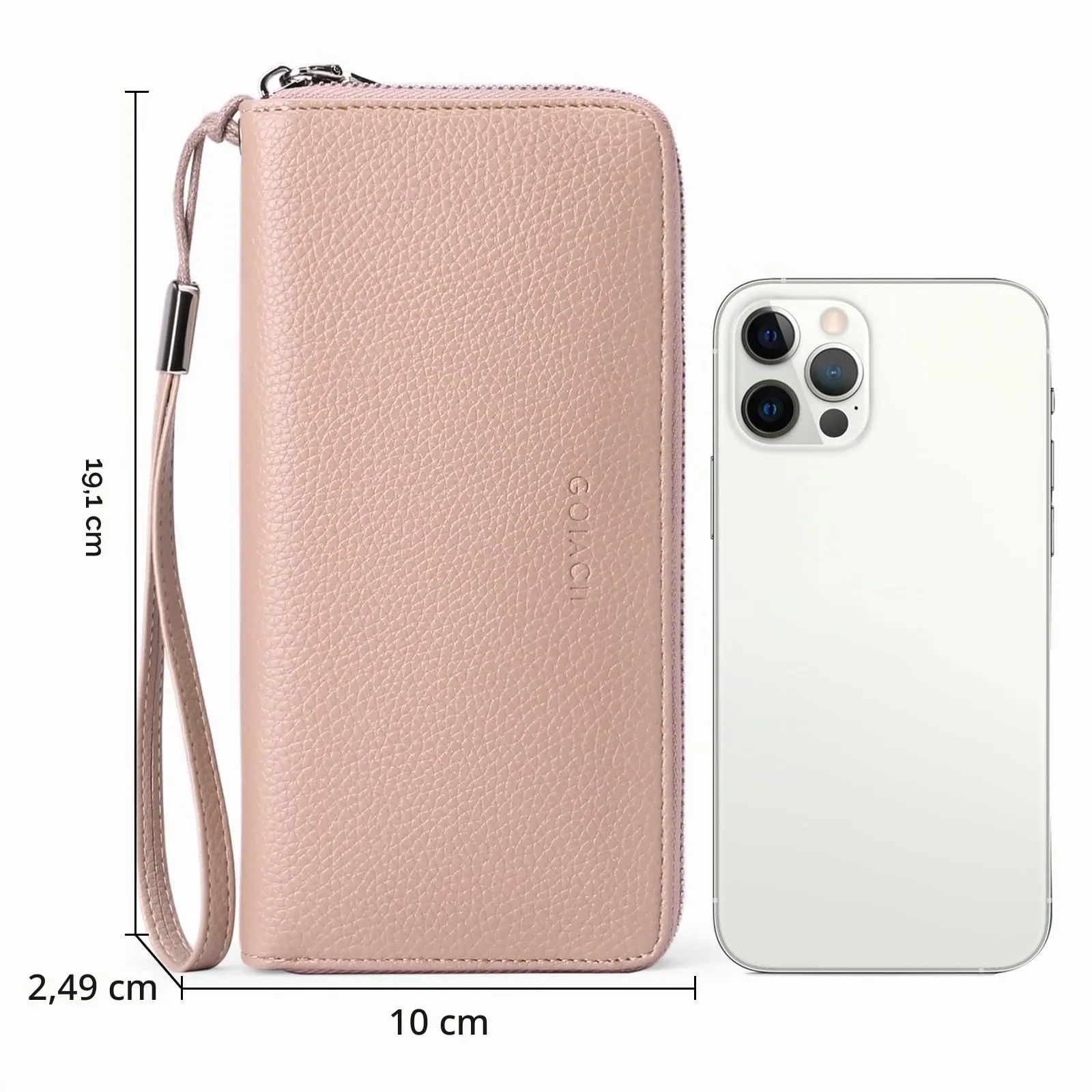 GOIACII Portafoglio Donna Lungo in Pelle Con Blocco RFID, Cerniera, Grande Capacità per Telefono, Tanti Scomparti e Portamonete - immagine 5