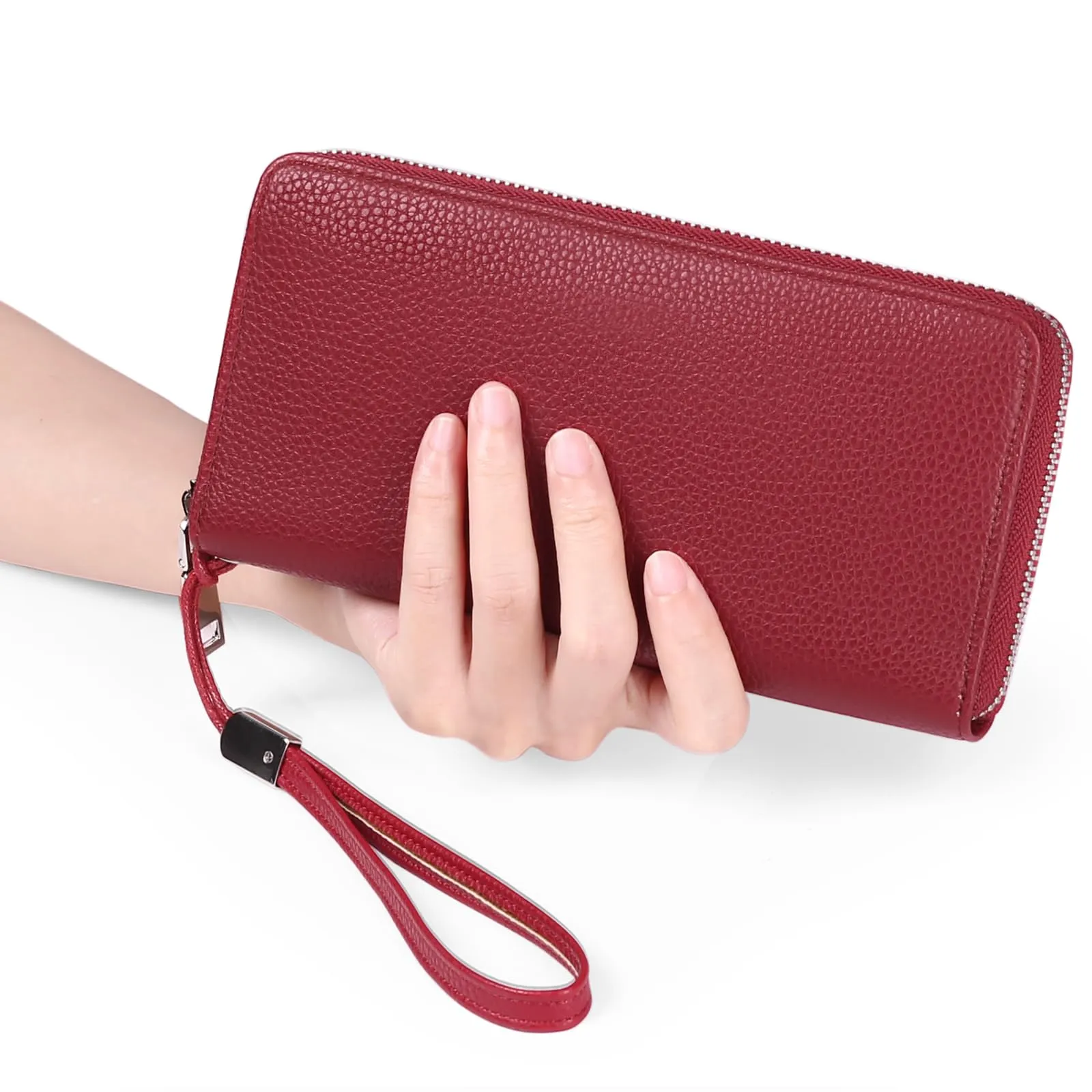 GOIACII Portafoglio Donna in Pelle con Blocco RFID, Lungo con Cerniera per Telefono Grande Capacità Tanti Scomparti Portamonete - immagine 6