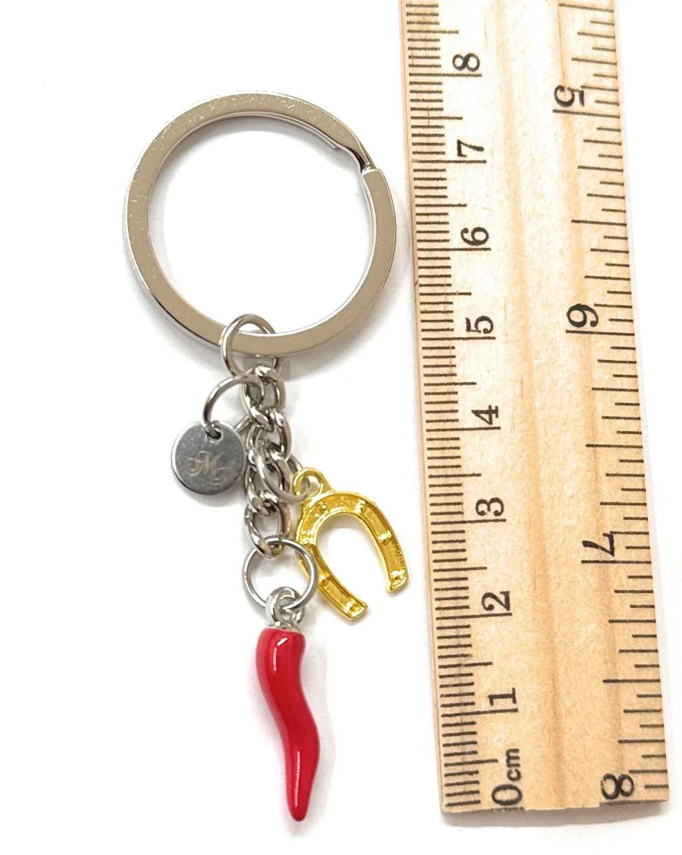 MODA MavillA portachiave scaramantico acciaio idea regalo (Corno e Ciampa Cavallo dorata) - immagine 2