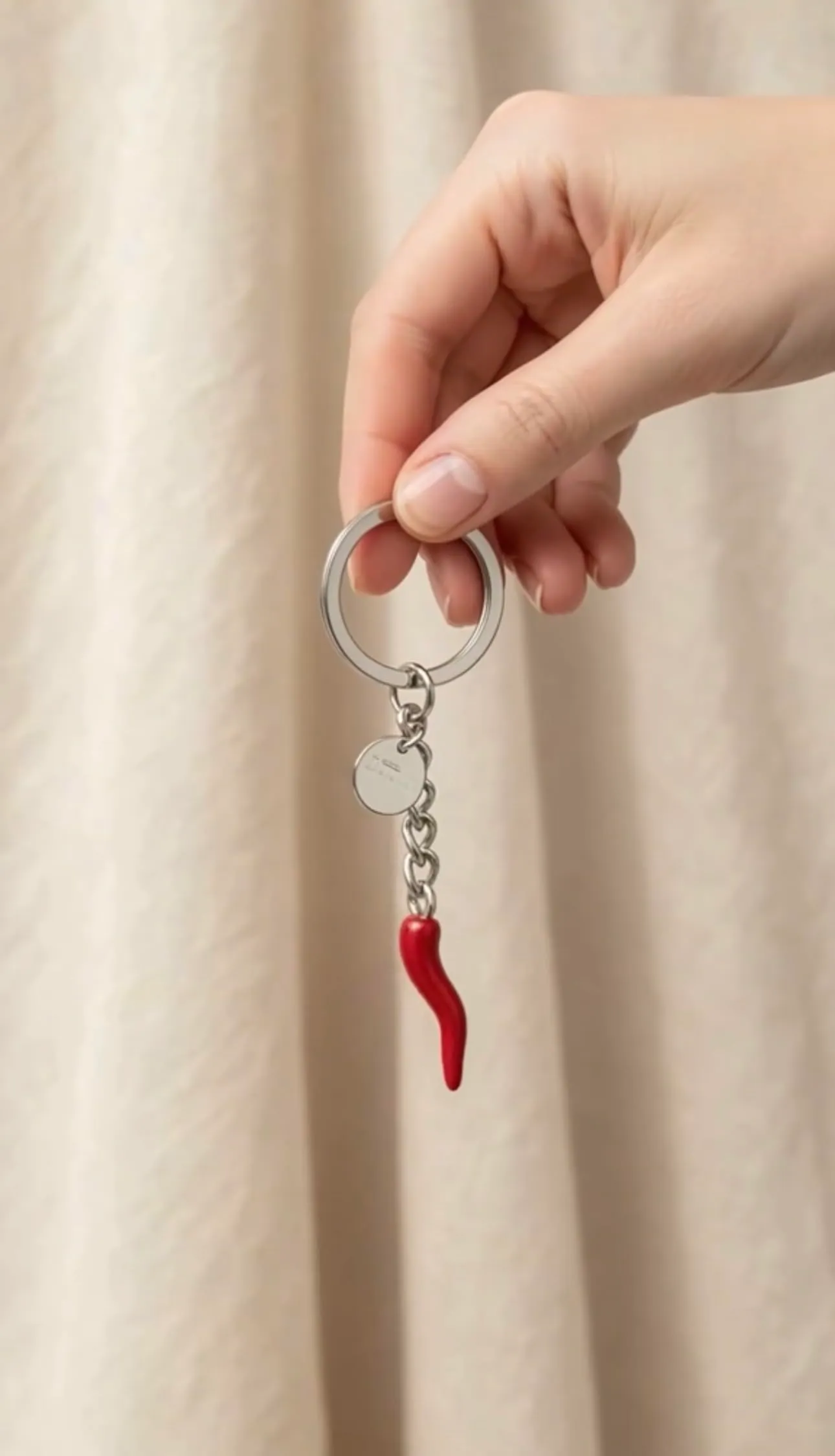 MODA MavillA Portachiave Scaramantico Acciaio Corno Rosso Idea Regalo - immagine 4