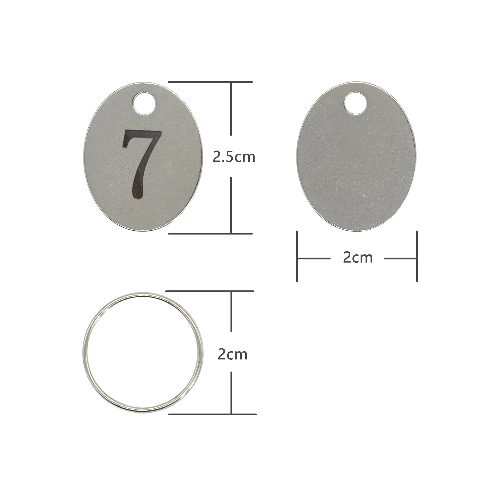 Etichette con numeri in acciaio inox val con portachiavi (1-25) - immagine 2