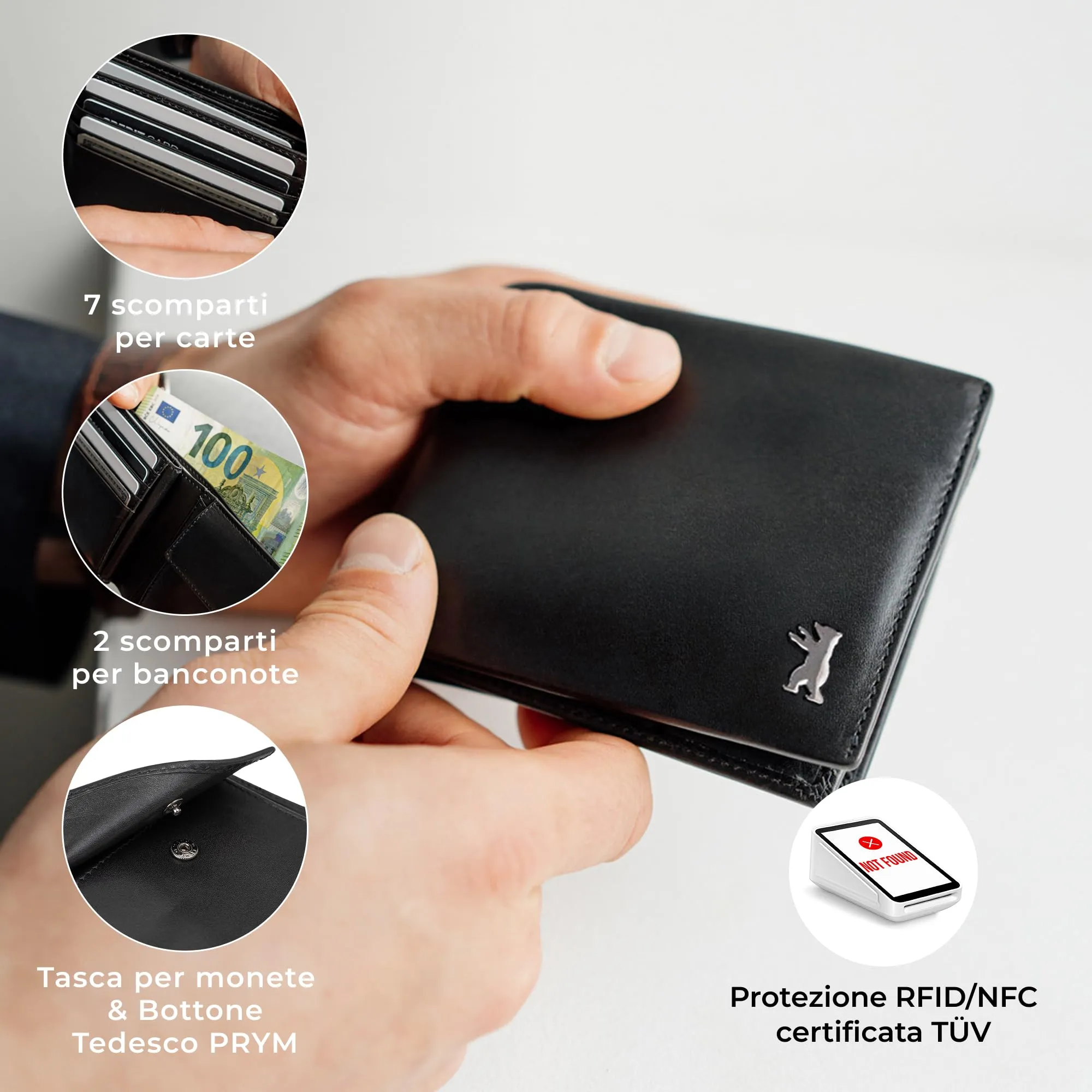Berliner Bags Portafoglio Uomo con Portamonete e Porta Carte in Pelle RFID - immagine 3