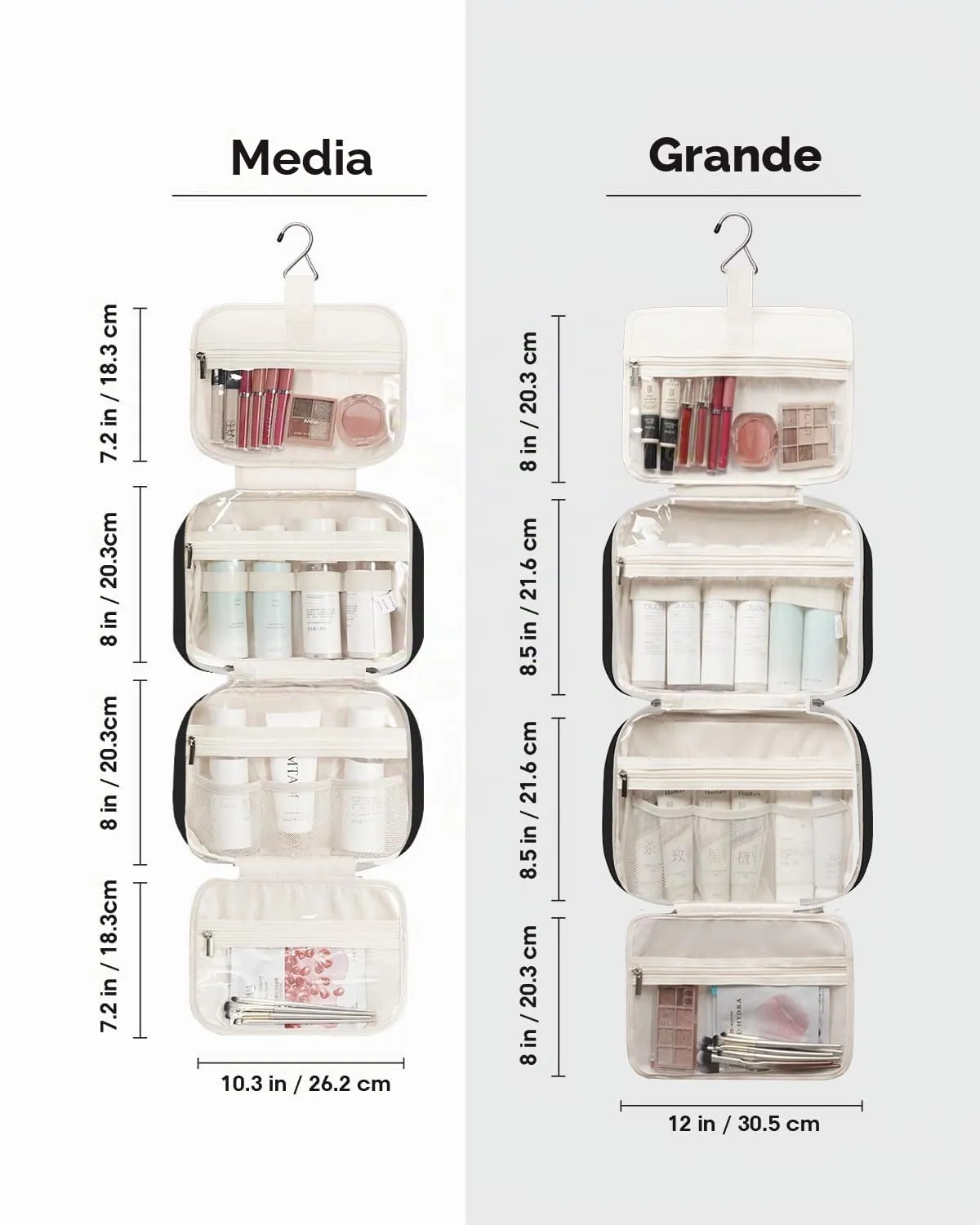 Narwey Beauty Case da Appendere Viaggio, Beauty Case da Appendere per Donna Uomo,Borsa da Toilette da Travel Kit Viaggio, Trousse Pochette Trucchi Donna per Viaggio (Nero (Medio)) - immagine 5