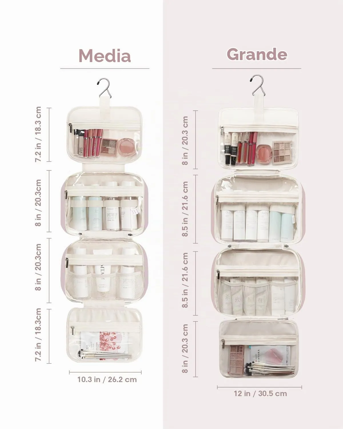 Narwey Beauty Case da Appendere Viaggio, Beauty Case da Appendere per Donna Uomo,Borsa da Toilette da Travel Kit Viaggio, Trousse Pochette Trucchi Donna per Viaggio (Rosa (Medio)) - immagine 5