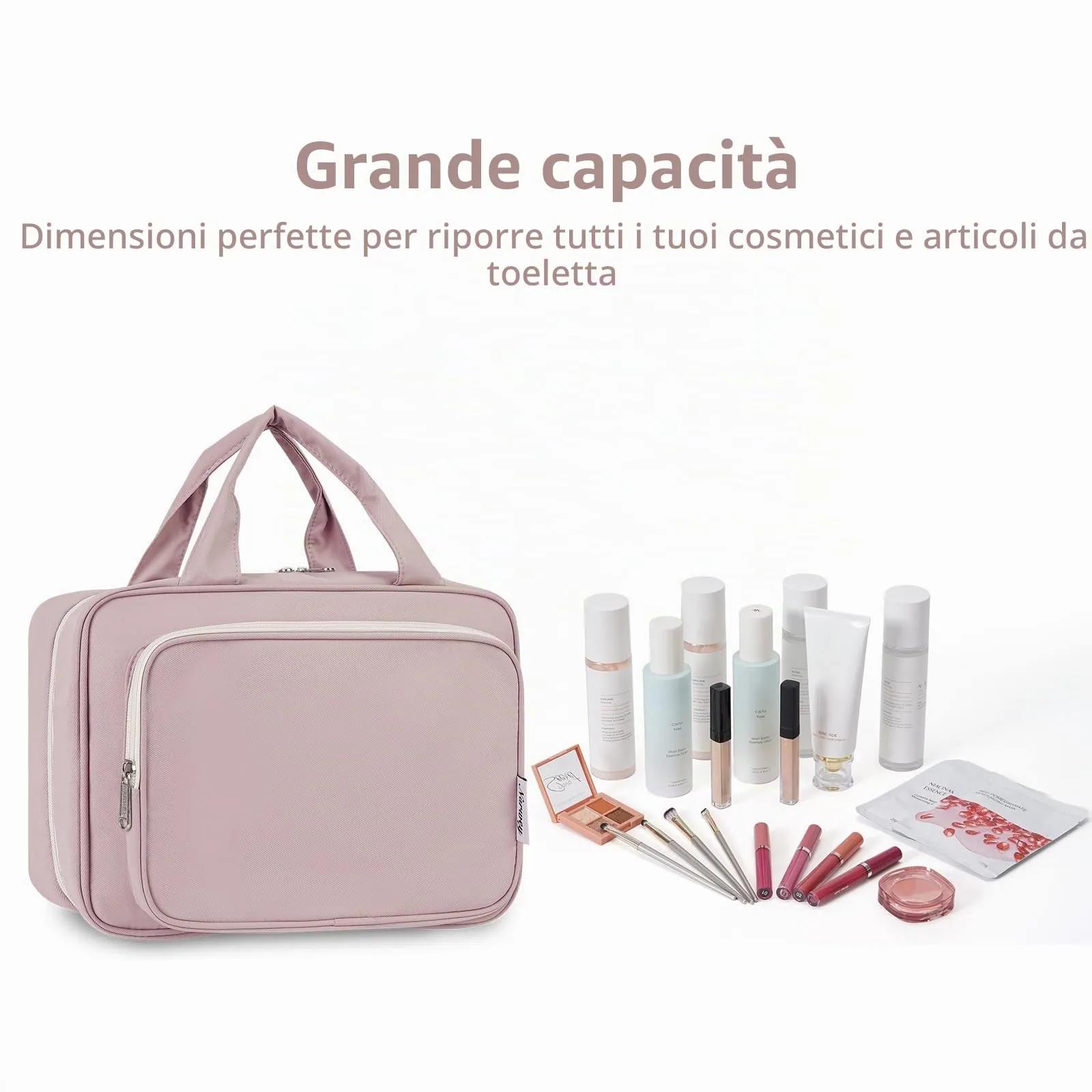 Narwey Beauty Case da Appendere Viaggio, Beauty Case da Appendere per Donna Uomo,Borsa da Toilette da Travel Kit Viaggio, Trousse Pochette Trucchi Donna per Viaggio (Rosa (Medio)) - immagine 6