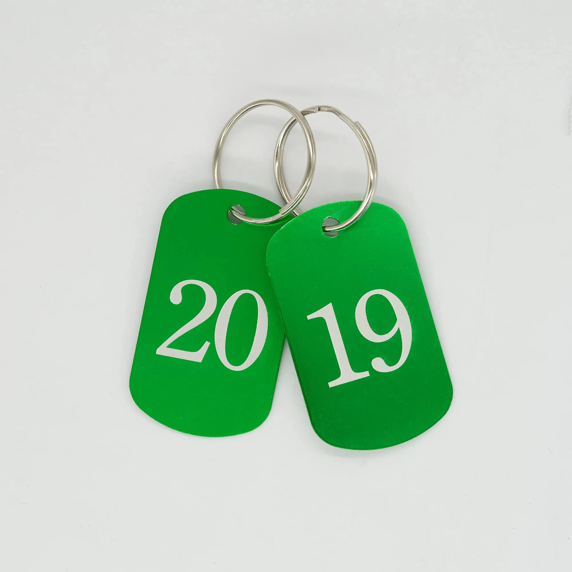 Targhette in alluminio incise per numeri con portachiavi (1-100, verde) - immagine 3
