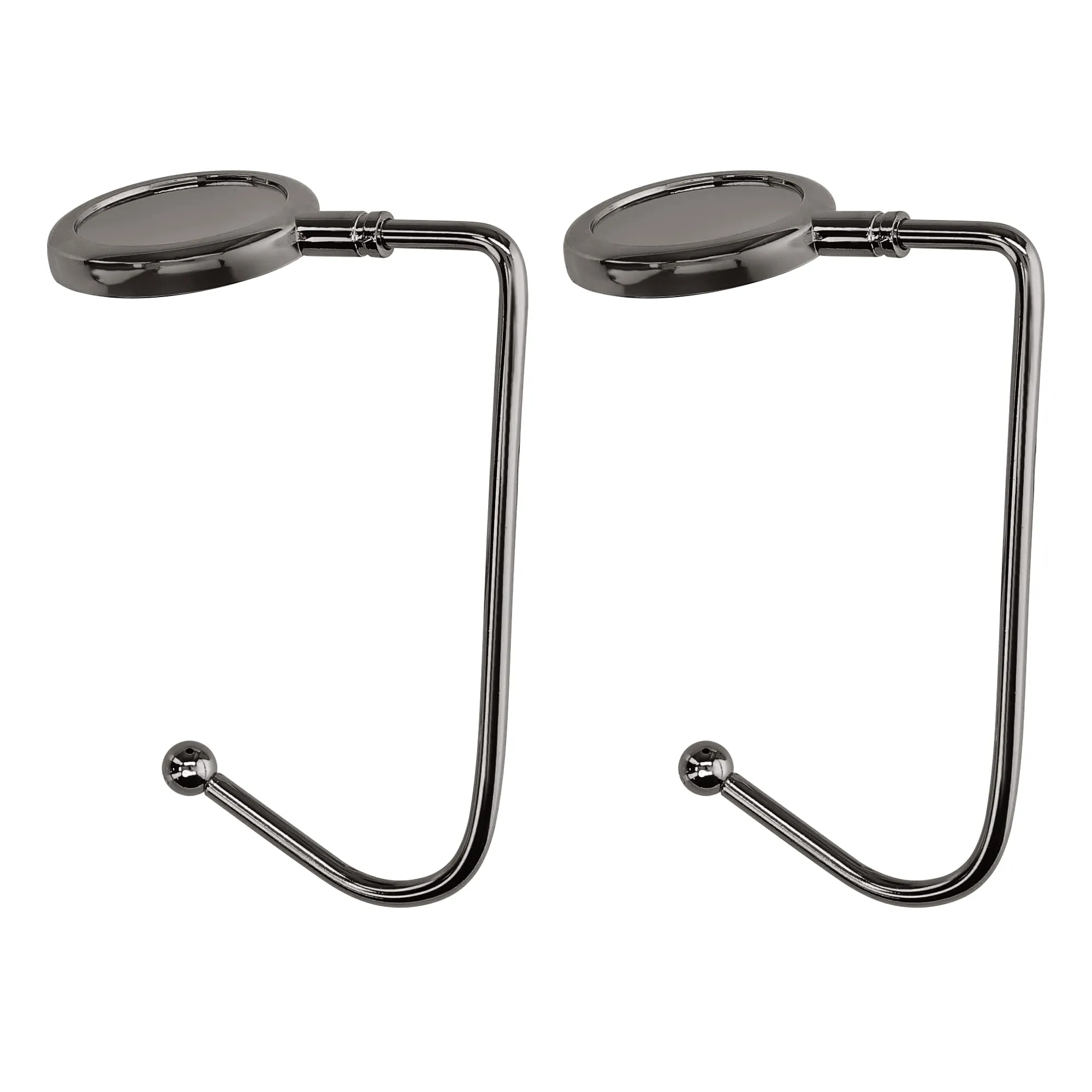 kwmobile 2x Gancio Borsa da Tavolo - Appendi Borsa in Alluminio Antiscivolo Antigraffio - Set Appendiborsa per Tavoli e Scrivanie max. 3kg - nero - immagine 1