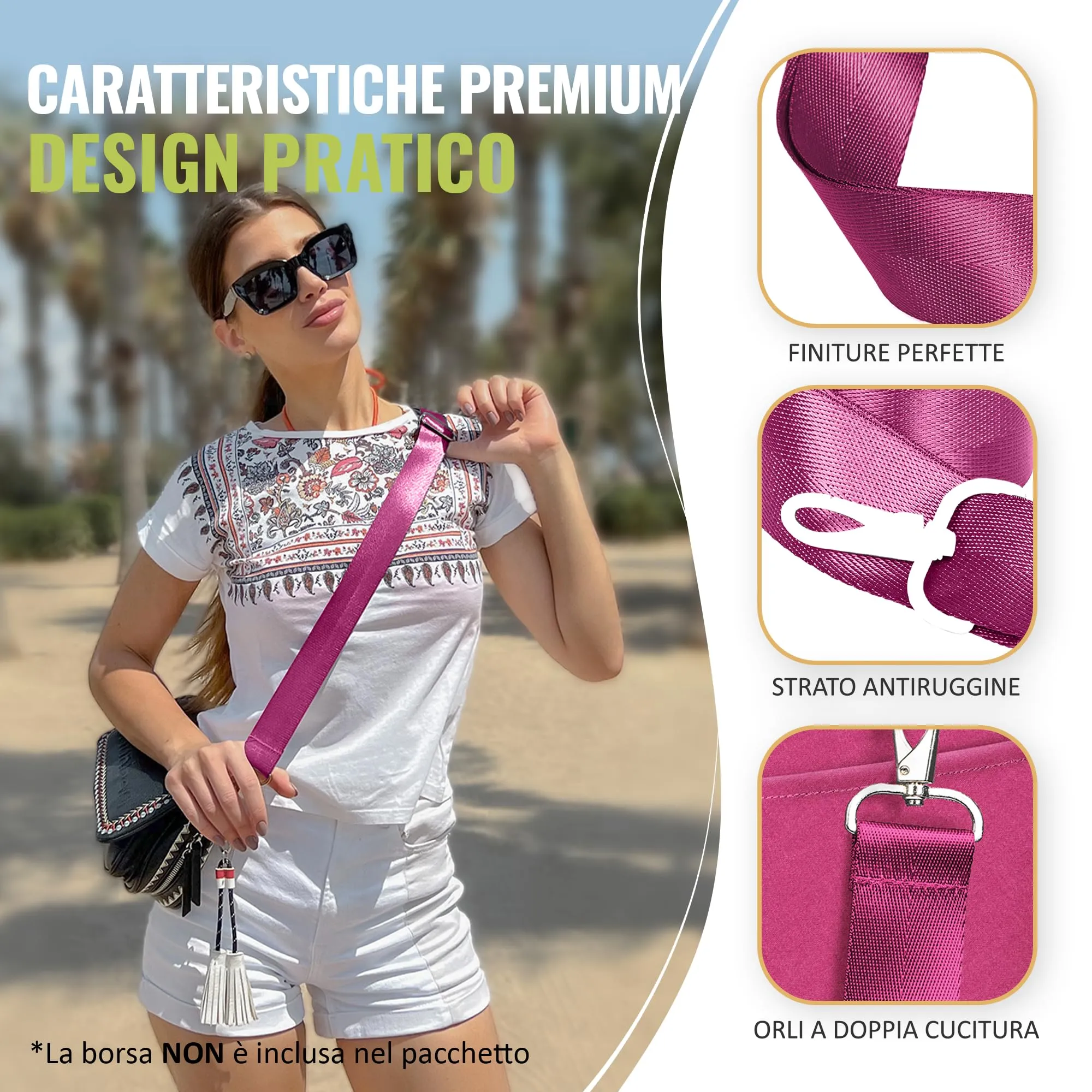 BOACAY Tracolla per Borsa, Cinghia di Ricambio Donna e Uomo, Tracolla Larga Intercambiabile, Universale e Regolabile, Cintura in Vari Colori - immagine 4