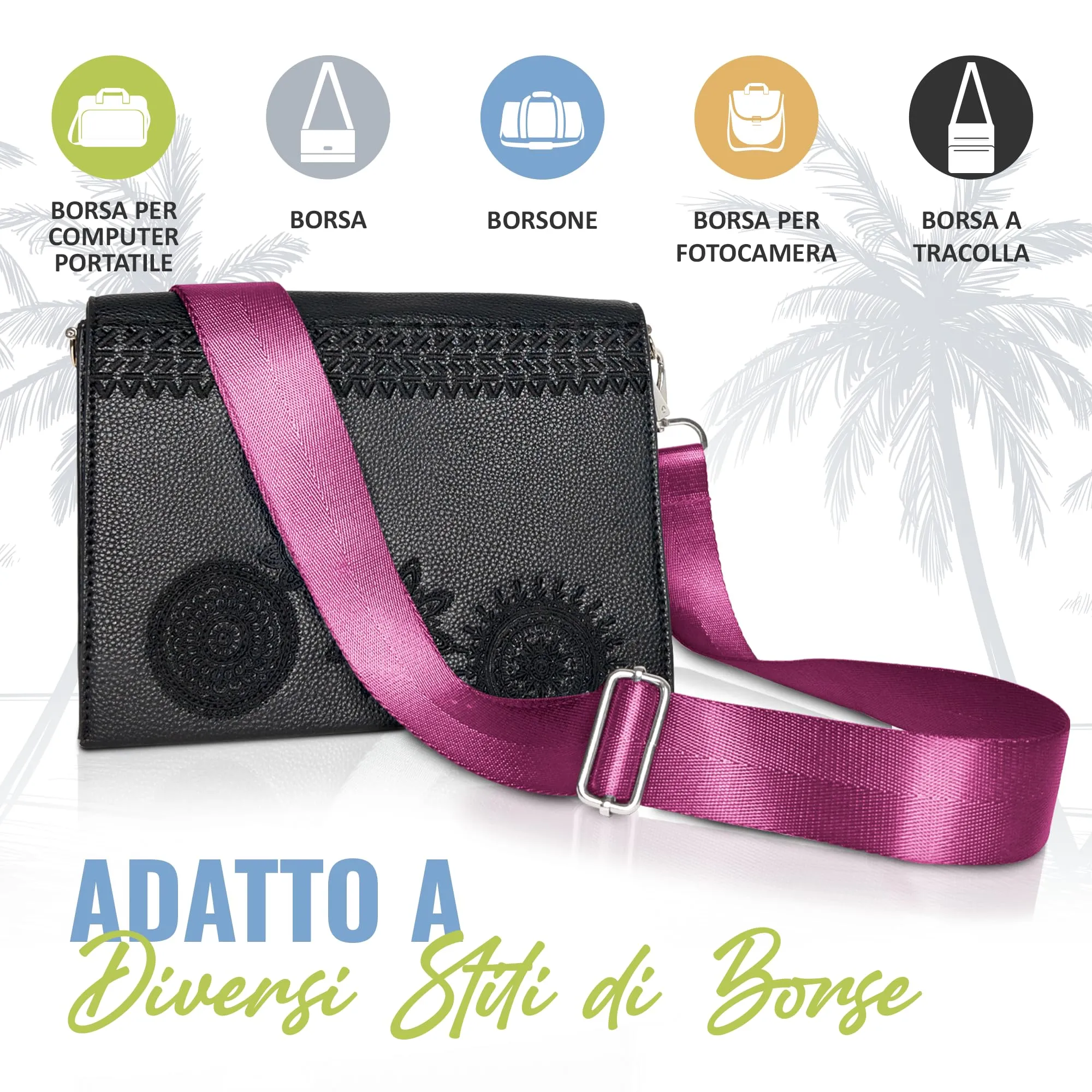 BOACAY Tracolla per Borsa, Cinghia di Ricambio Donna e Uomo, Tracolla Larga Intercambiabile, Universale e Regolabile, Cintura in Vari Colori - immagine 7
