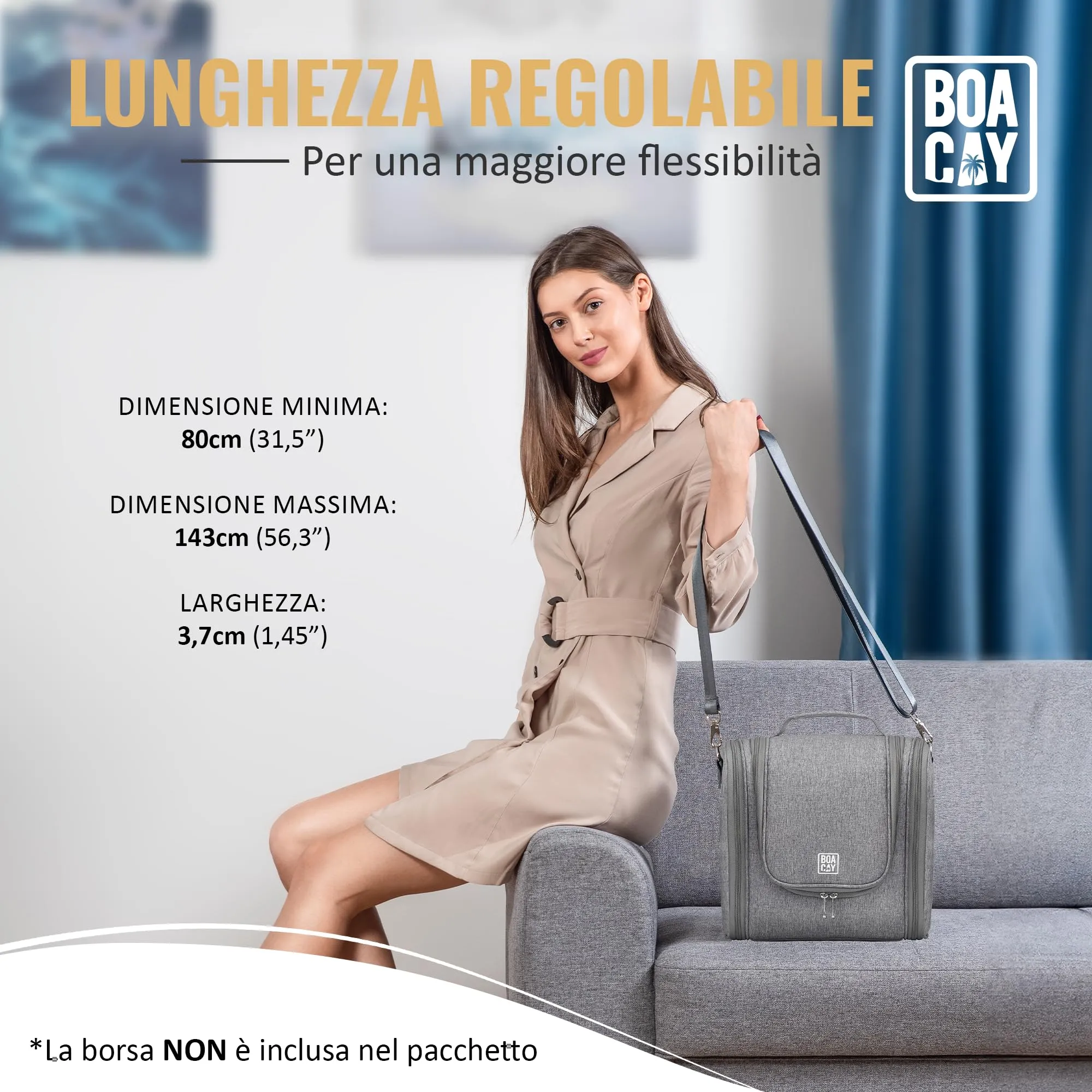 BOACAY Tracolla per Borsa, Cinghia di Ricambio Donna e Uomo, Tracolla Larga Intercambiabile, Universale e Regolabile, Cintura in Vari Colori - immagine 5