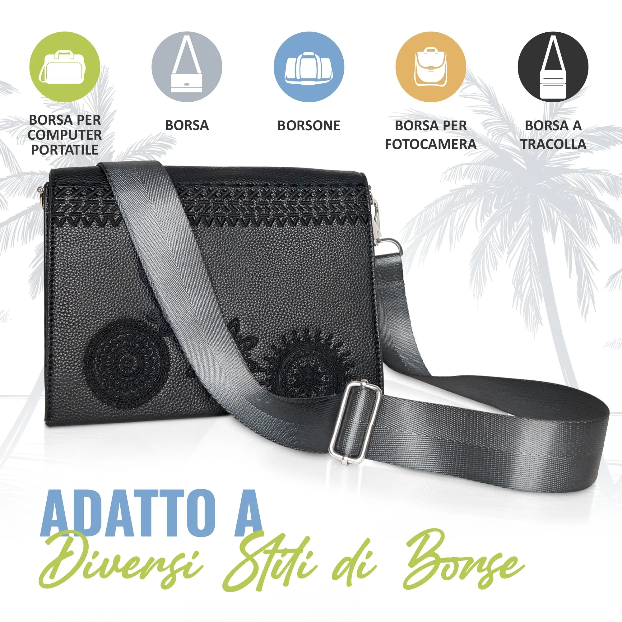 BOACAY Tracolla per Borsa, Cinghia di Ricambio Donna e Uomo, Tracolla Larga Intercambiabile, Universale e Regolabile, Cintura in Vari Colori - immagine 7