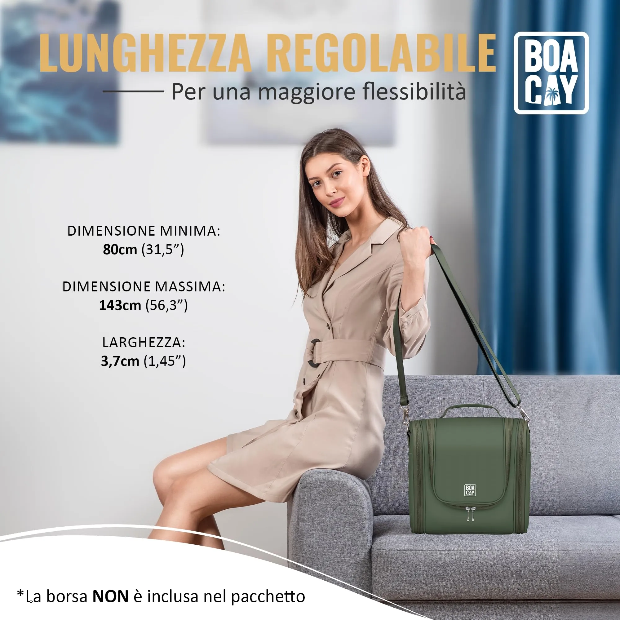 BOACAY Tracolla per Borsa, Cinghia di Ricambio Donna e Uomo, Tracolla Larga Intercambiabile, Universale e Regolabile, Cintura in Vari Colori - immagine 5
