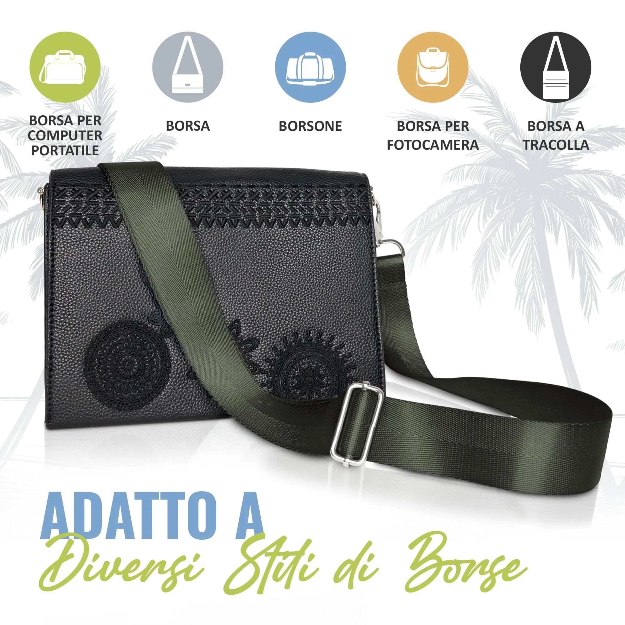 BOACAY Tracolla per Borsa, Cinghia di Ricambio Donna e Uomo, Tracolla Larga Intercambiabile, Universale e Regolabile, Cintura in Vari Colori - immagine 7