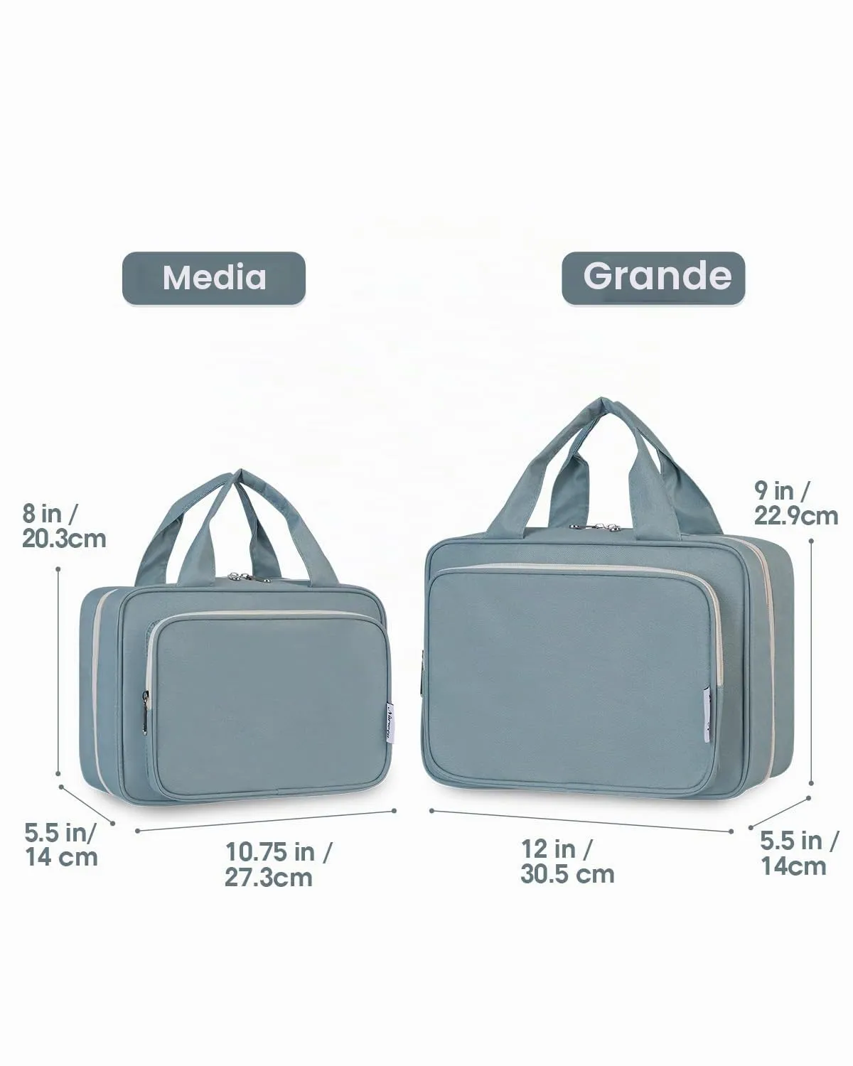 Narwey Beauty Case da Grande Viaggio, Beauty Case da Appendere per Donna Uomo,Borsa da Toilette da Travel Kit Viaggio, Grande Trousse Pochette Trucchi Donna per Viaggio (Blu Grigio (Grande)) - immagine 2