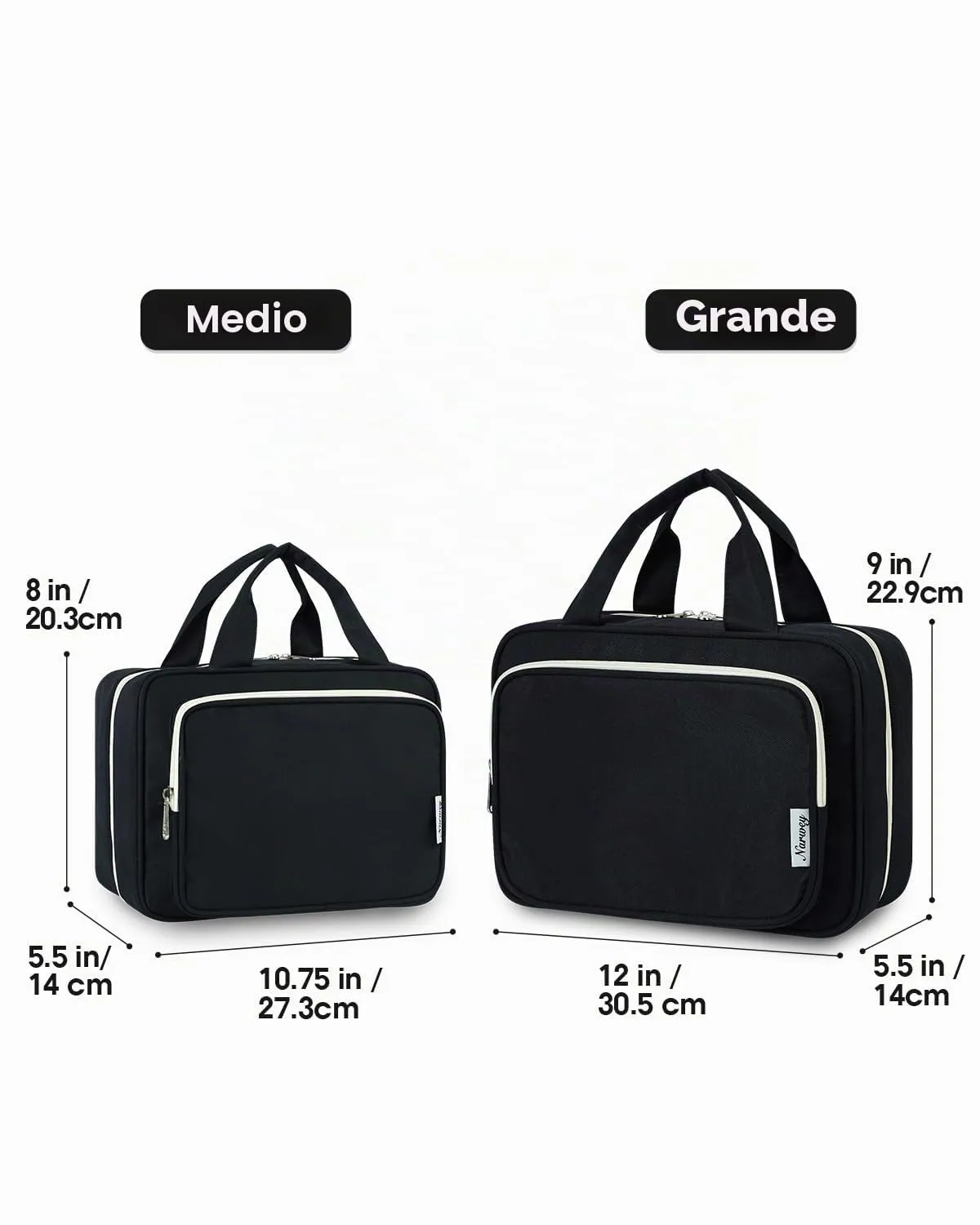 Narwey Beauty Case da Grande Viaggio, Beauty Case da Appendere per Donna Uomo,Borsa da Toilette da Travel Kit Viaggio, Grande Trousse Pochette Trucchi Donna per Viaggio (Nero (Grande)) - immagine 2