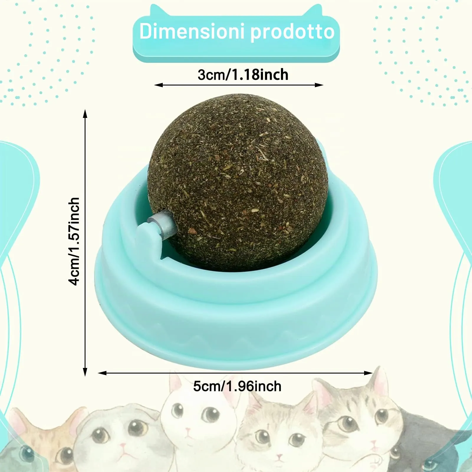 Xinstroe Set di 4 palline di erba gatta, giocattolo girevole, erba gatta, palline da parete, giocattoli per gatti - immagine 2