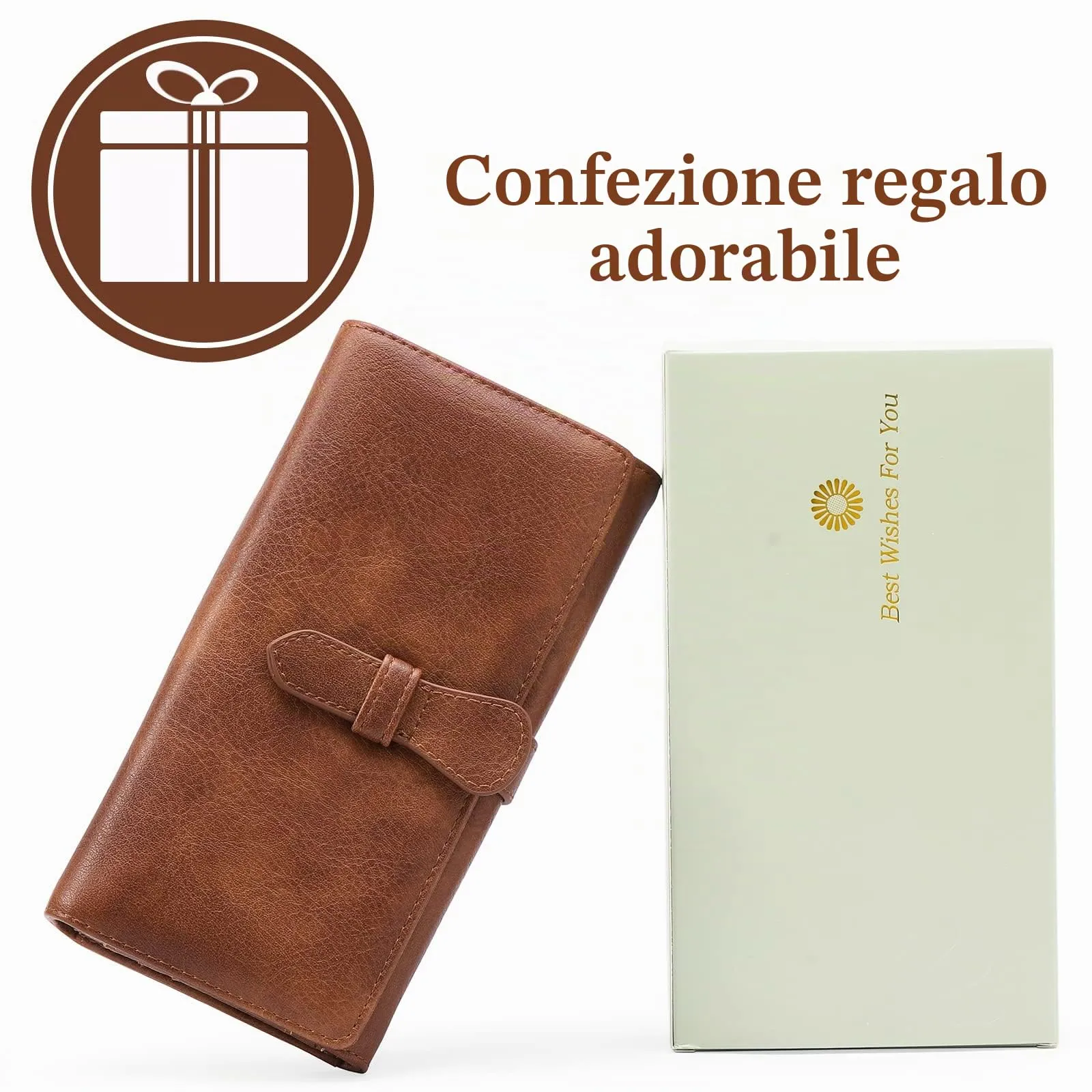 GOIACII Portafoglio Donna Pelle Grande Capacità RFID Blocco con Portamonete Cerniera - immagine 6