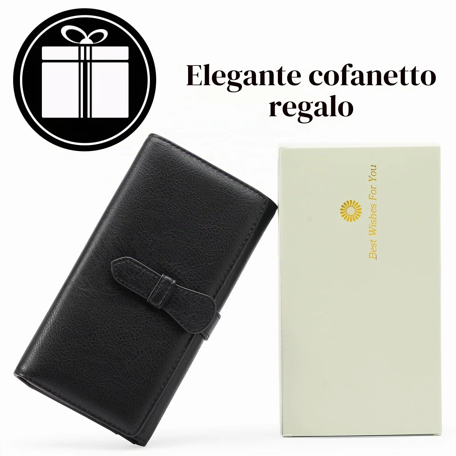GOIACII Portafoglio Donna Pelle Grande Capacità RFID Blocco con Portamonete Cerniera - immagine 6