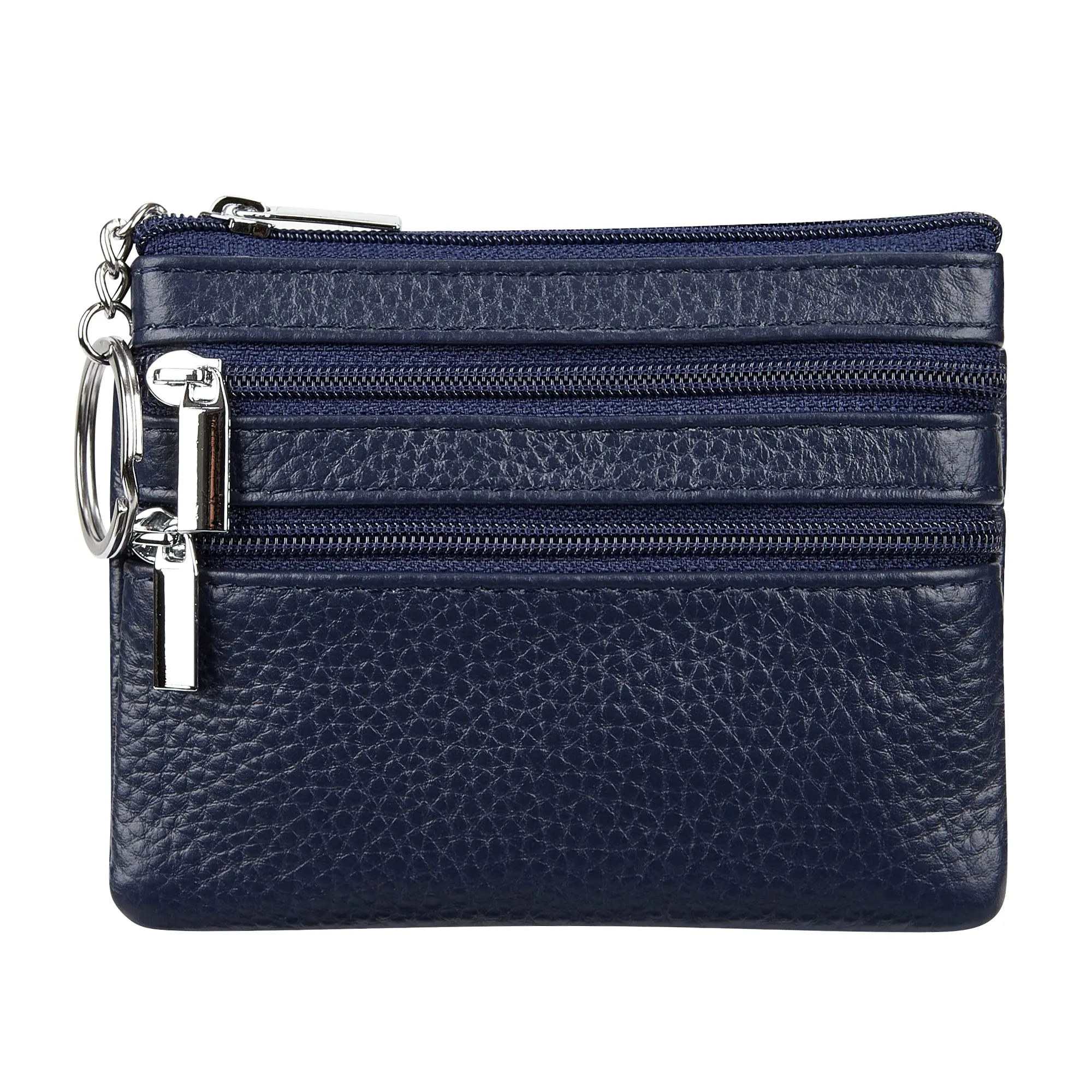 Cynure - Portamonete da donna in vera pelle, con portachiavi, Blu navy, One Size - immagine 1