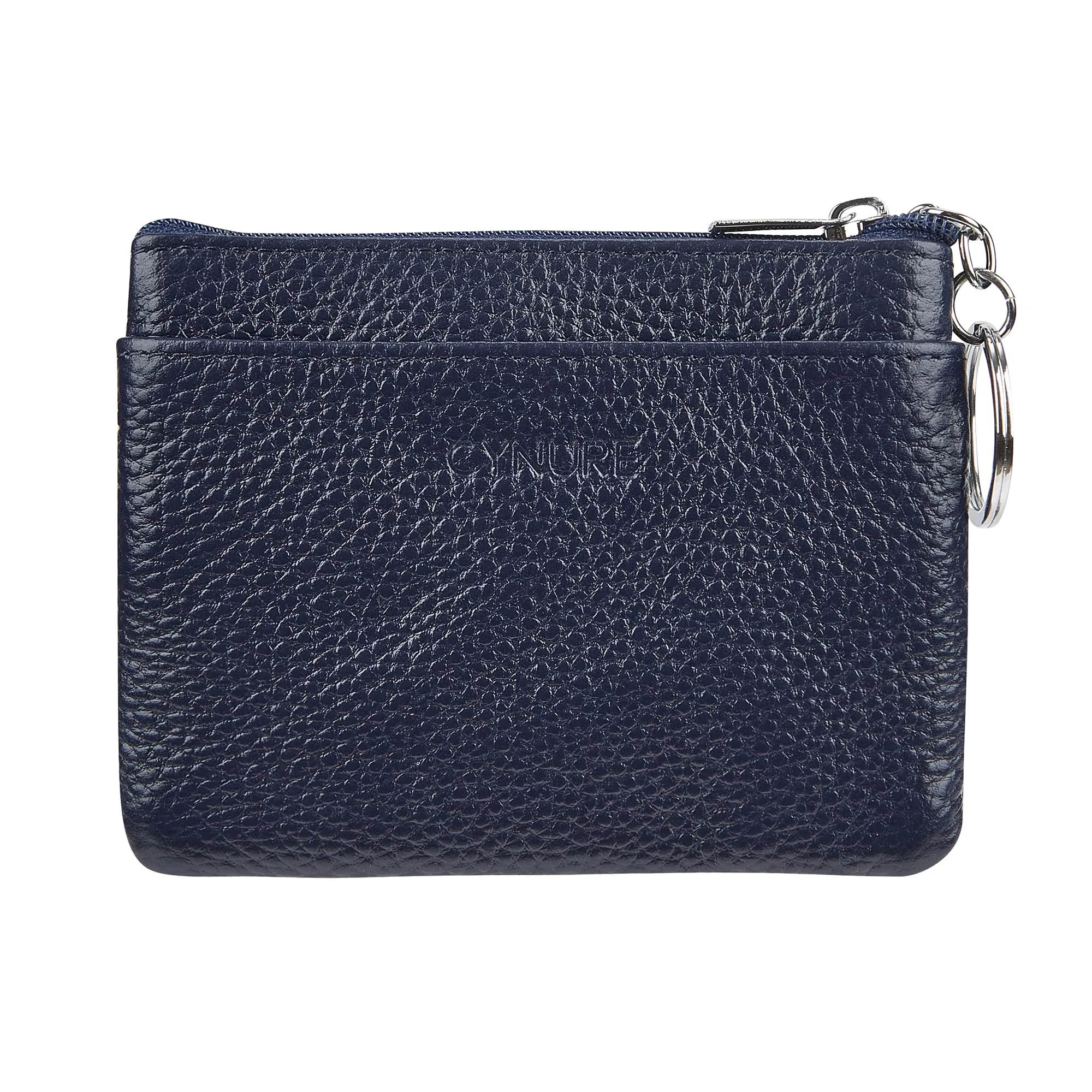 Cynure - Portamonete da donna in vera pelle, con portachiavi, Blu navy, One Size - immagine 2