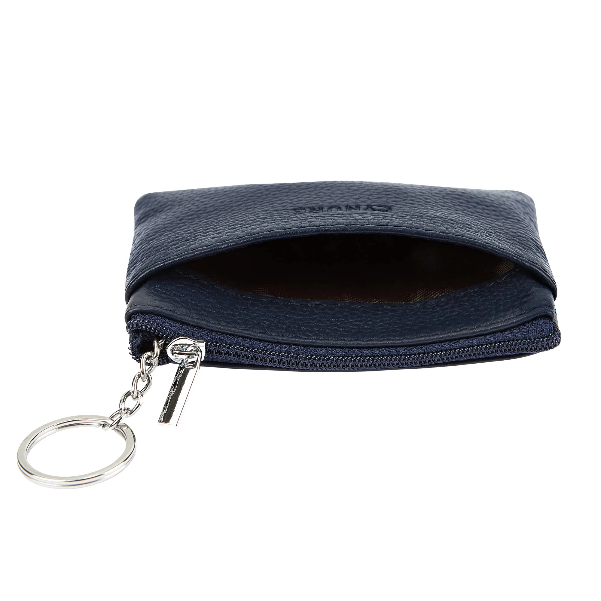 Cynure - Portamonete da donna in vera pelle, con portachiavi, Blu navy, One Size - immagine 4