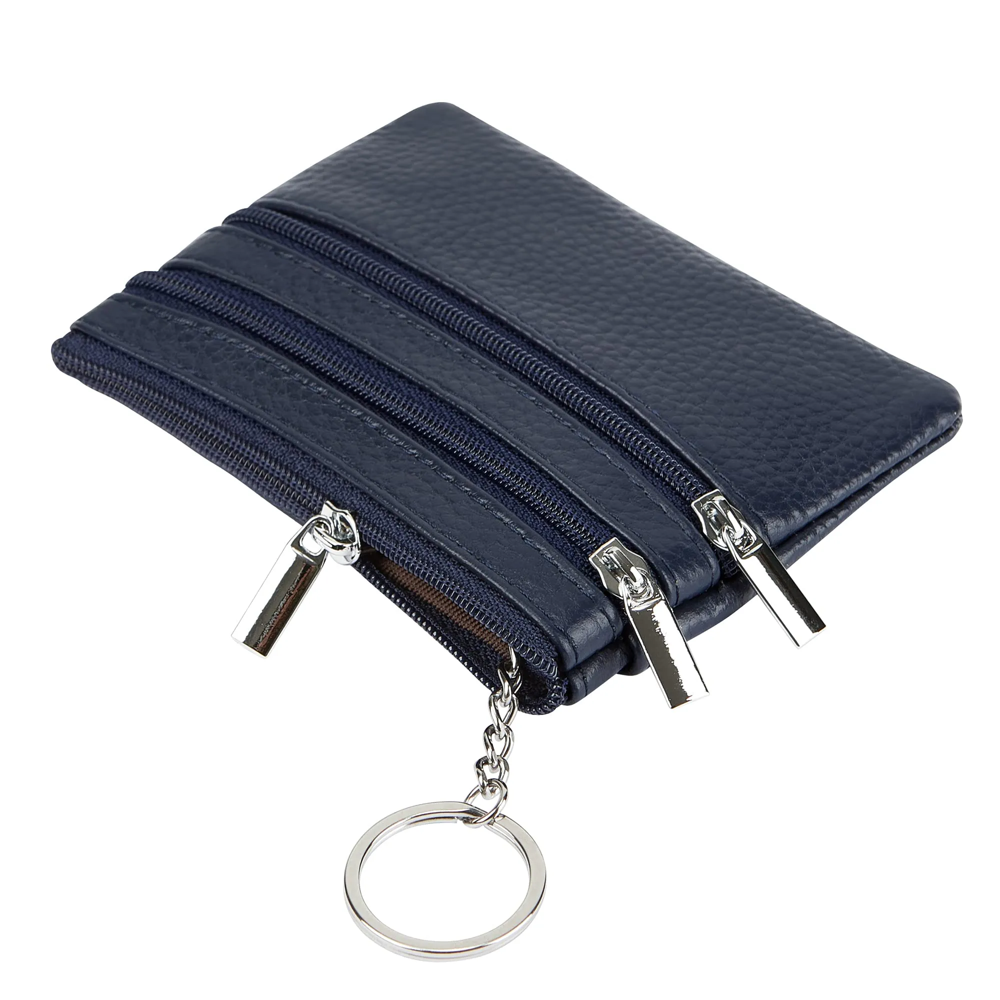 Cynure - Portamonete da donna in vera pelle, con portachiavi, Blu navy, One Size - immagine 5
