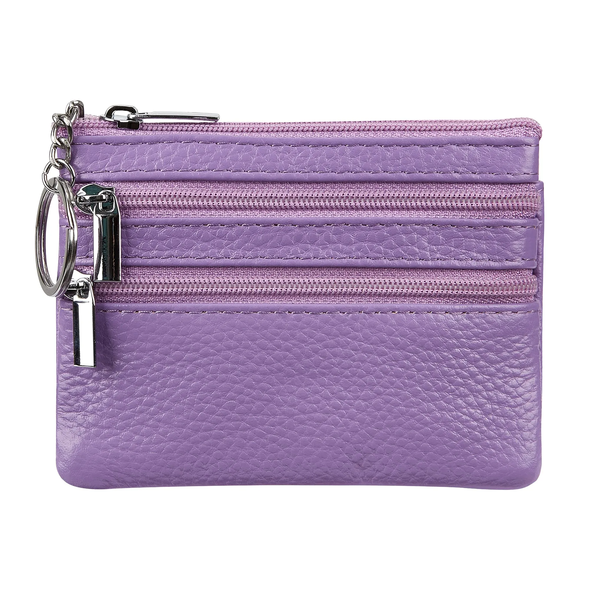 Borsa in vera pelle da donna con portachiavi, Lavanda., Taglia unica, Portamonete - immagine 1